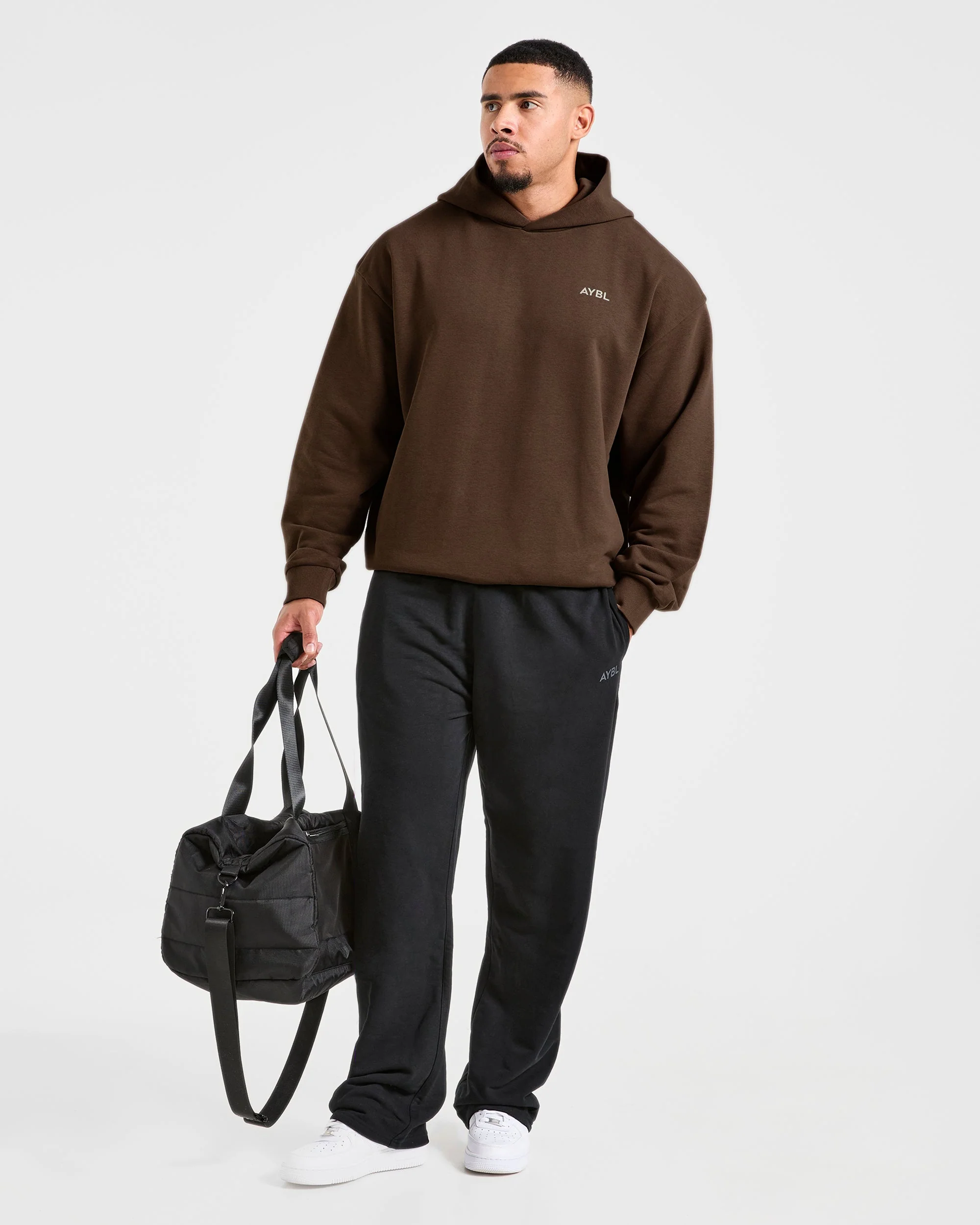 Essential Oversized Graphic Hoodie - Brown - Image 7