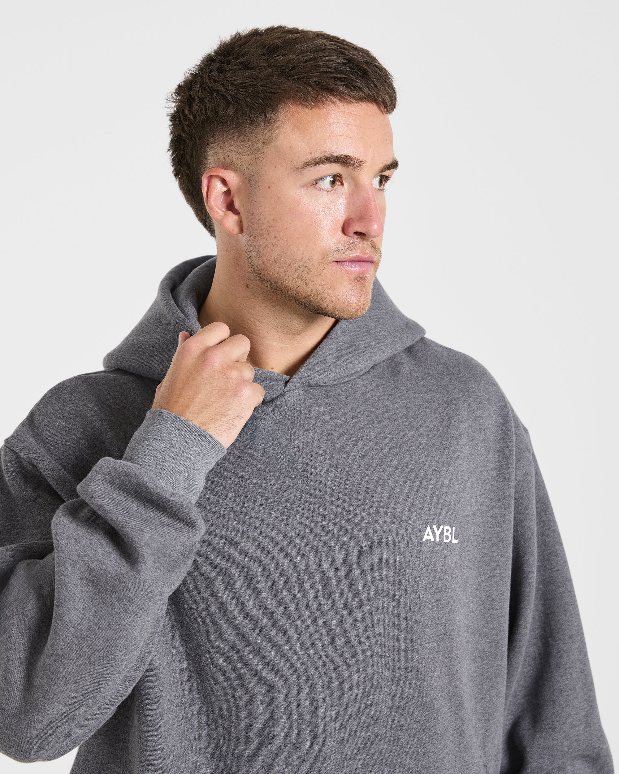 Essential Oversized Hoodie - Charcoal Marl - Image 5