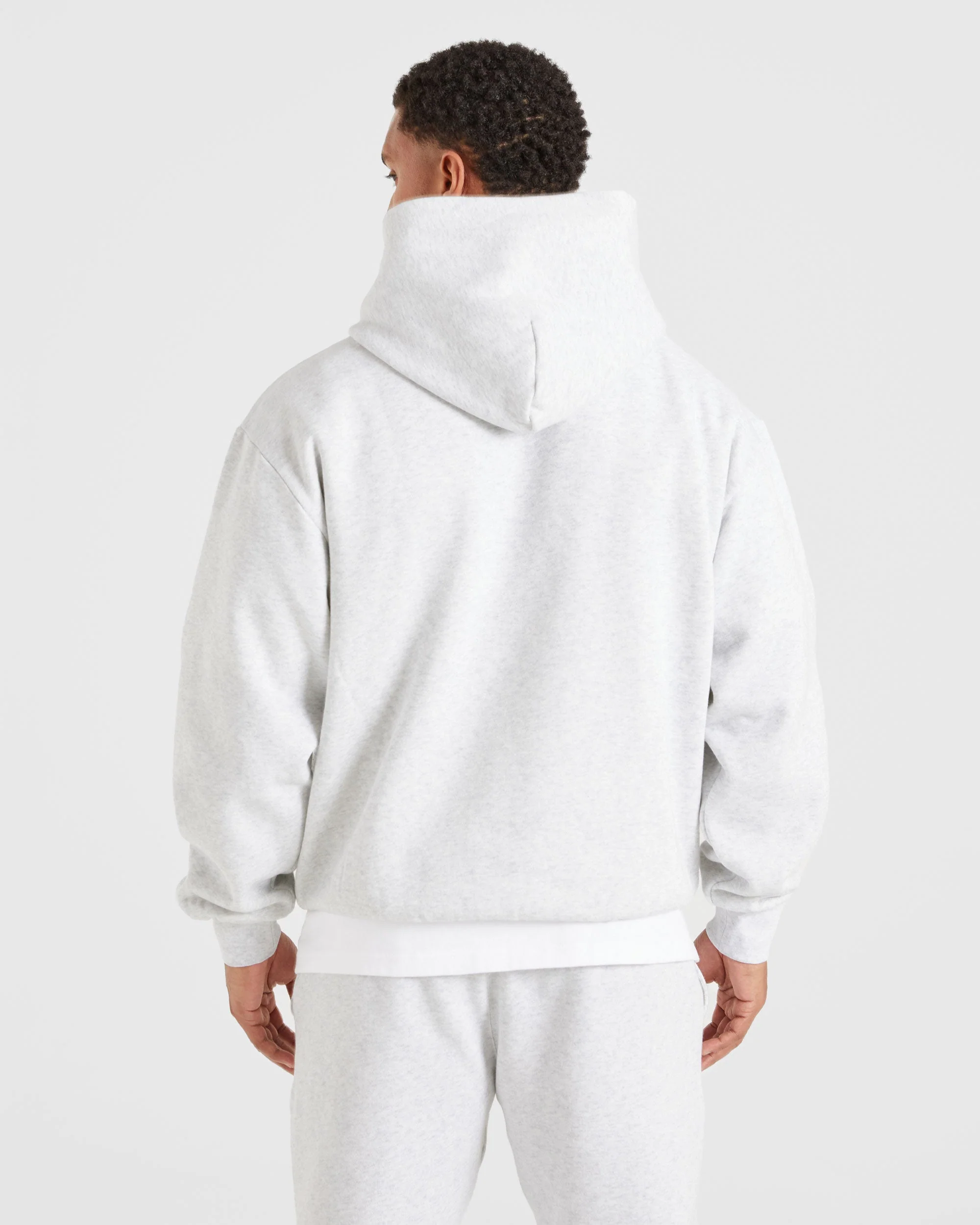 Essential Oversized Hoodie - Grey Marl - Image 2