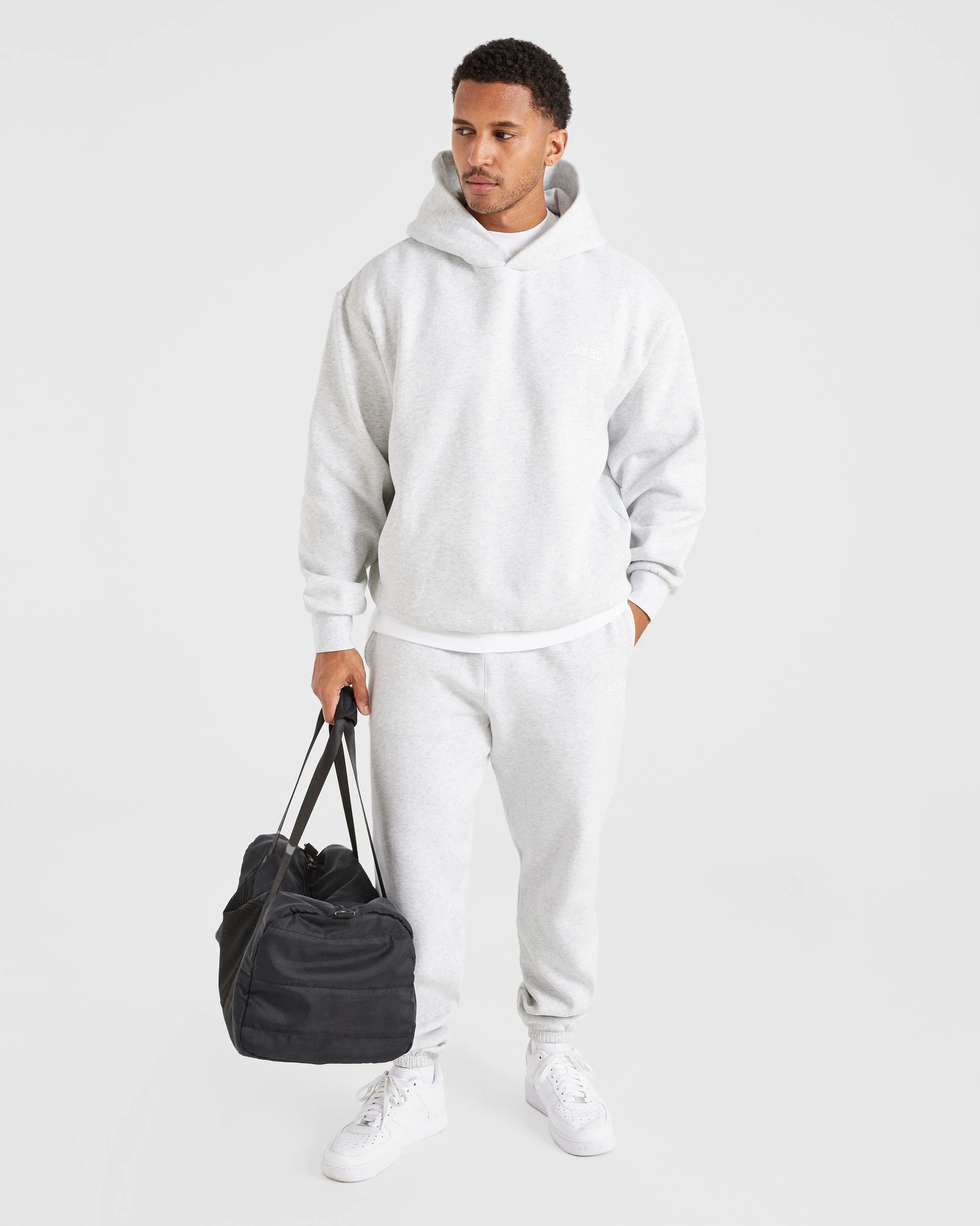 Essential Oversized Hoodie - Grey Marl - Image 7