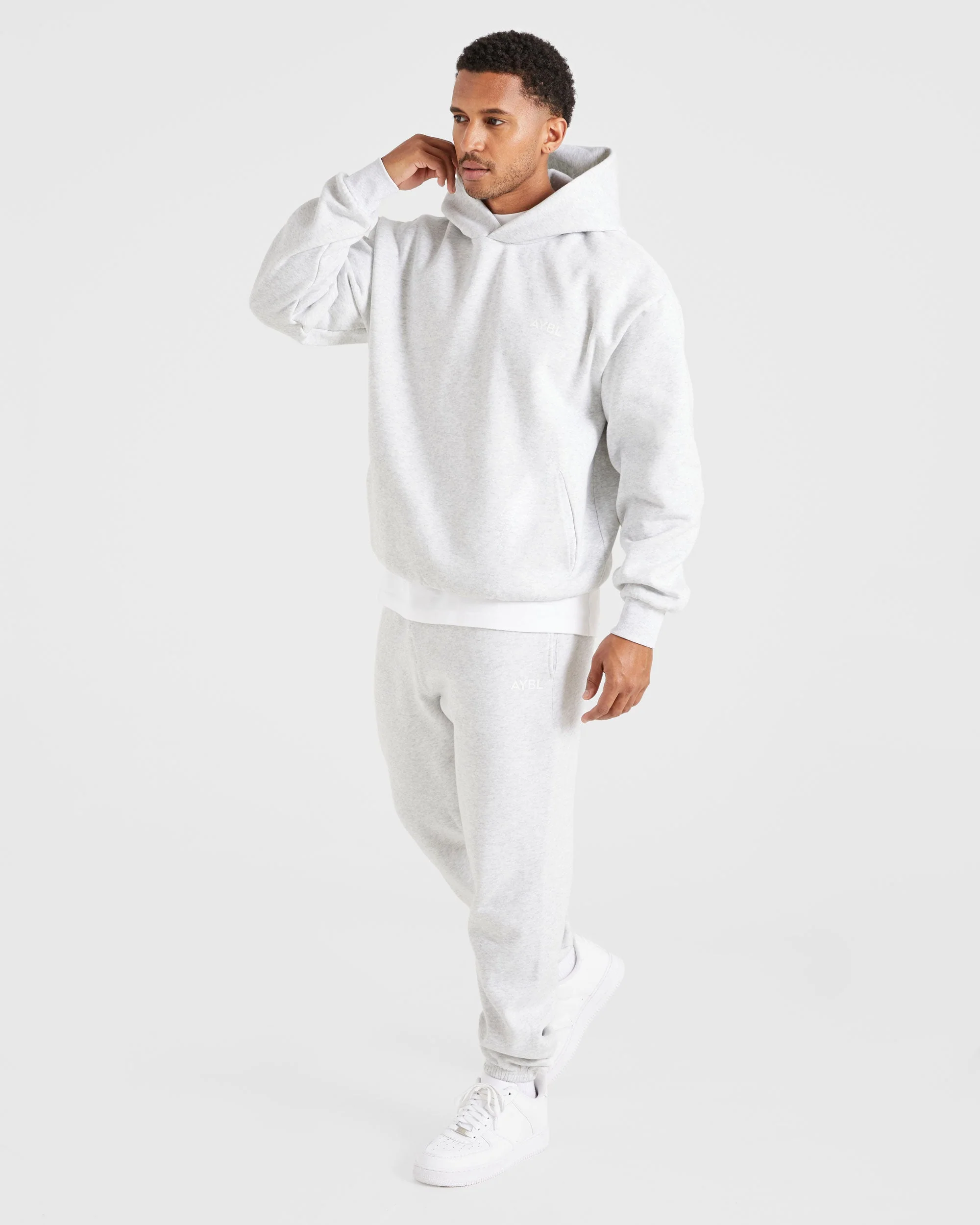 Essential Oversized Hoodie - Grey Marl - Image 8