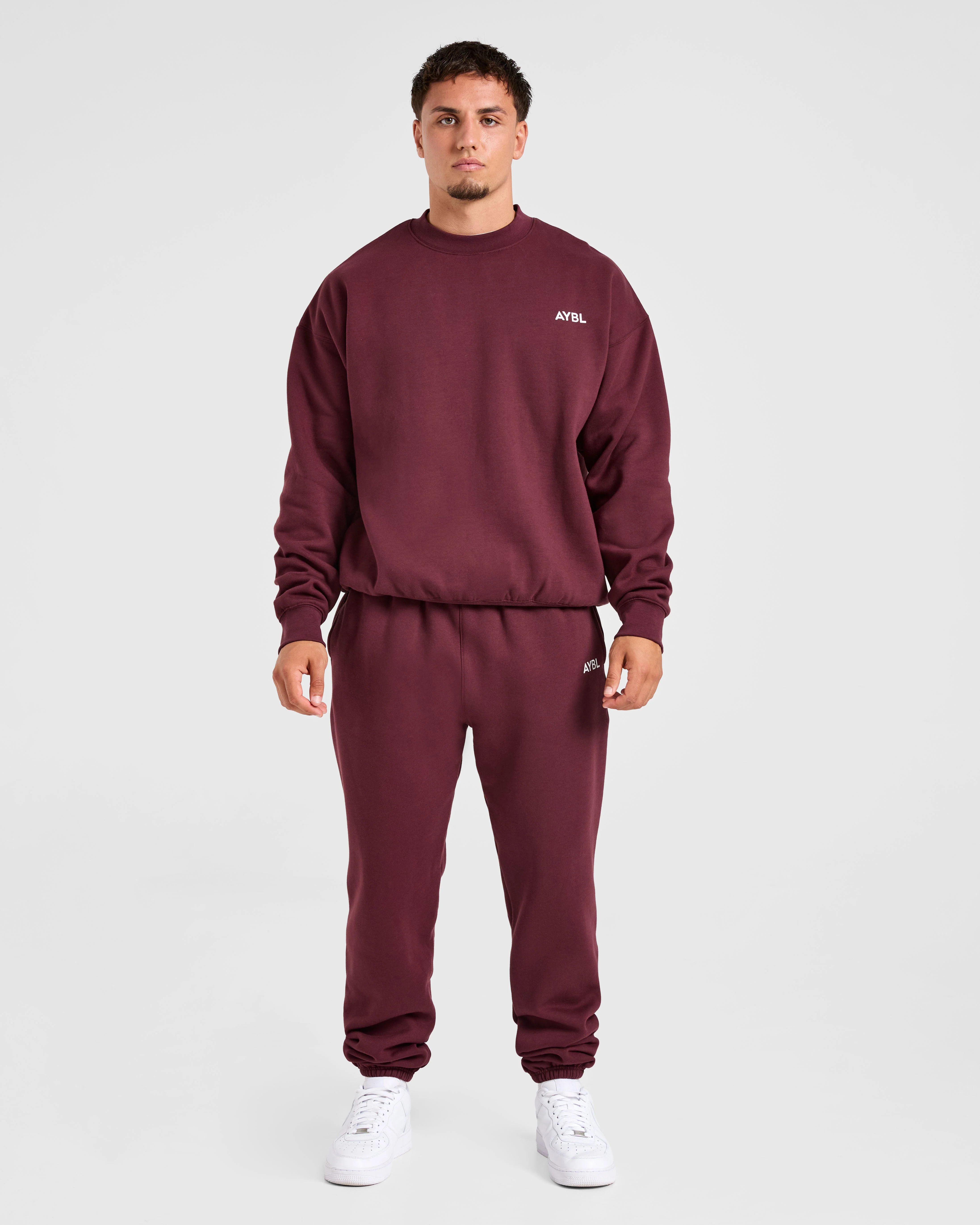Essential Oversized Joggers- Burgundy Red - Image 3