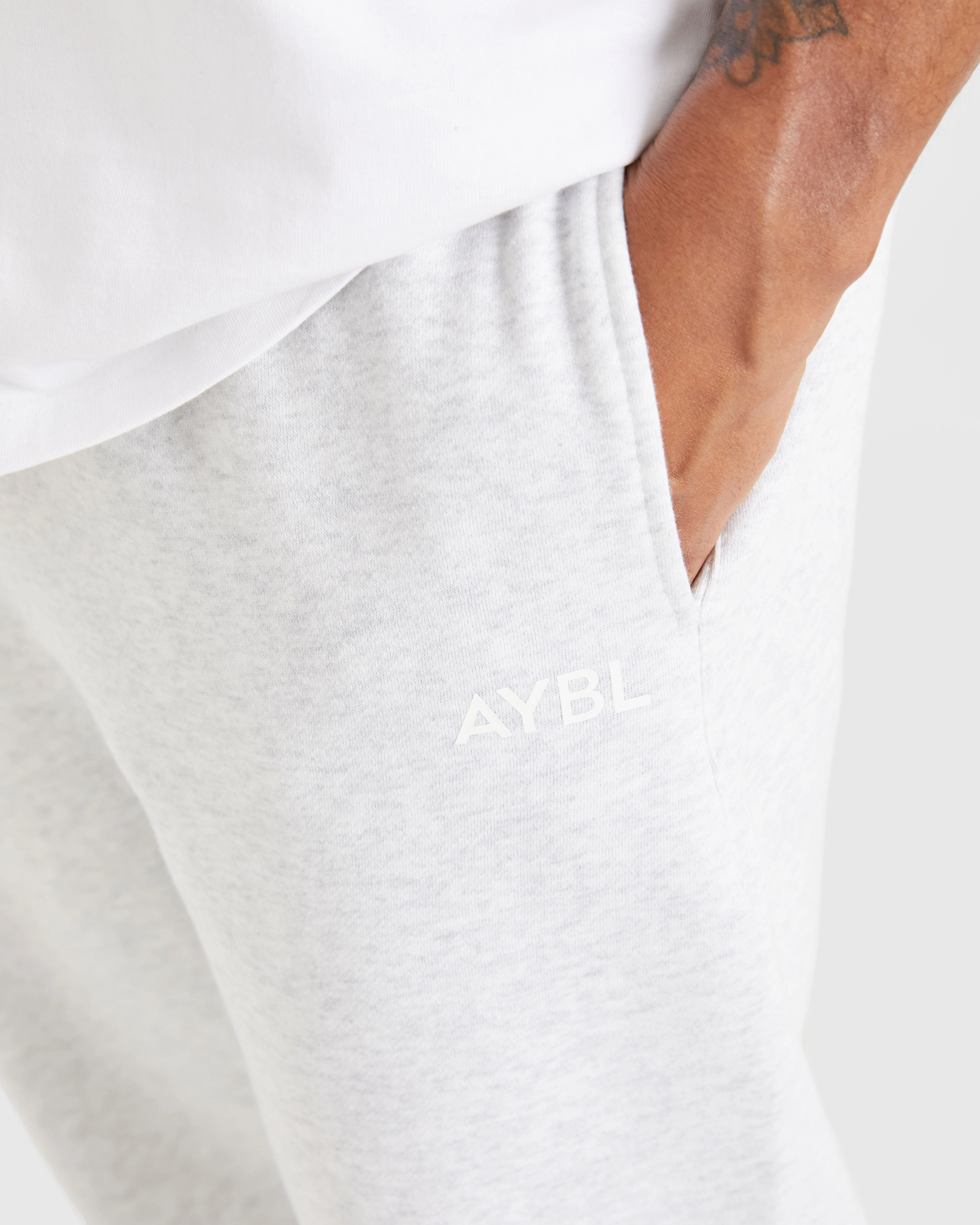 Essential Oversized Joggers - Grey Marl - Image 5