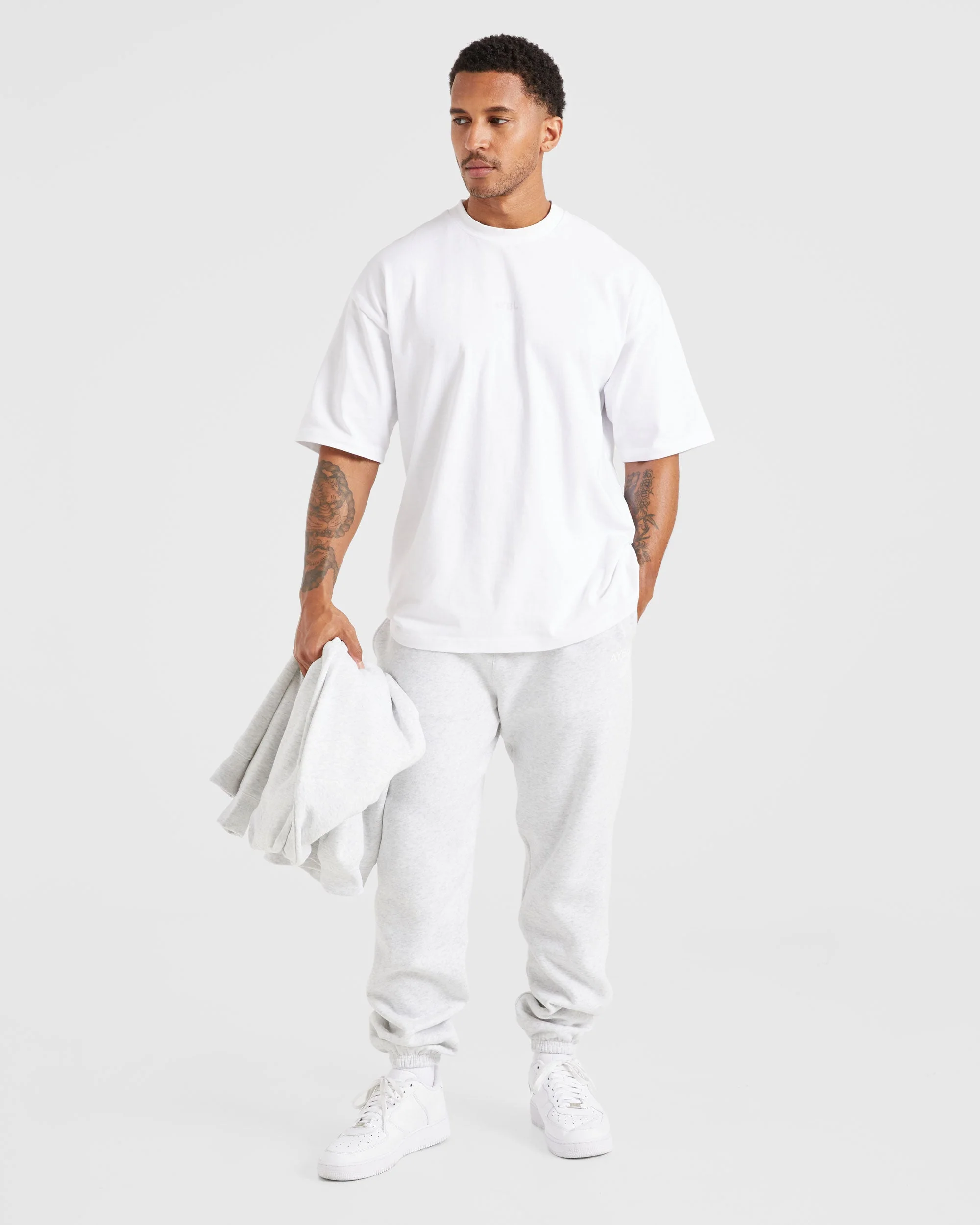 Essential Oversized Joggers - Grey Marl - Image 7
