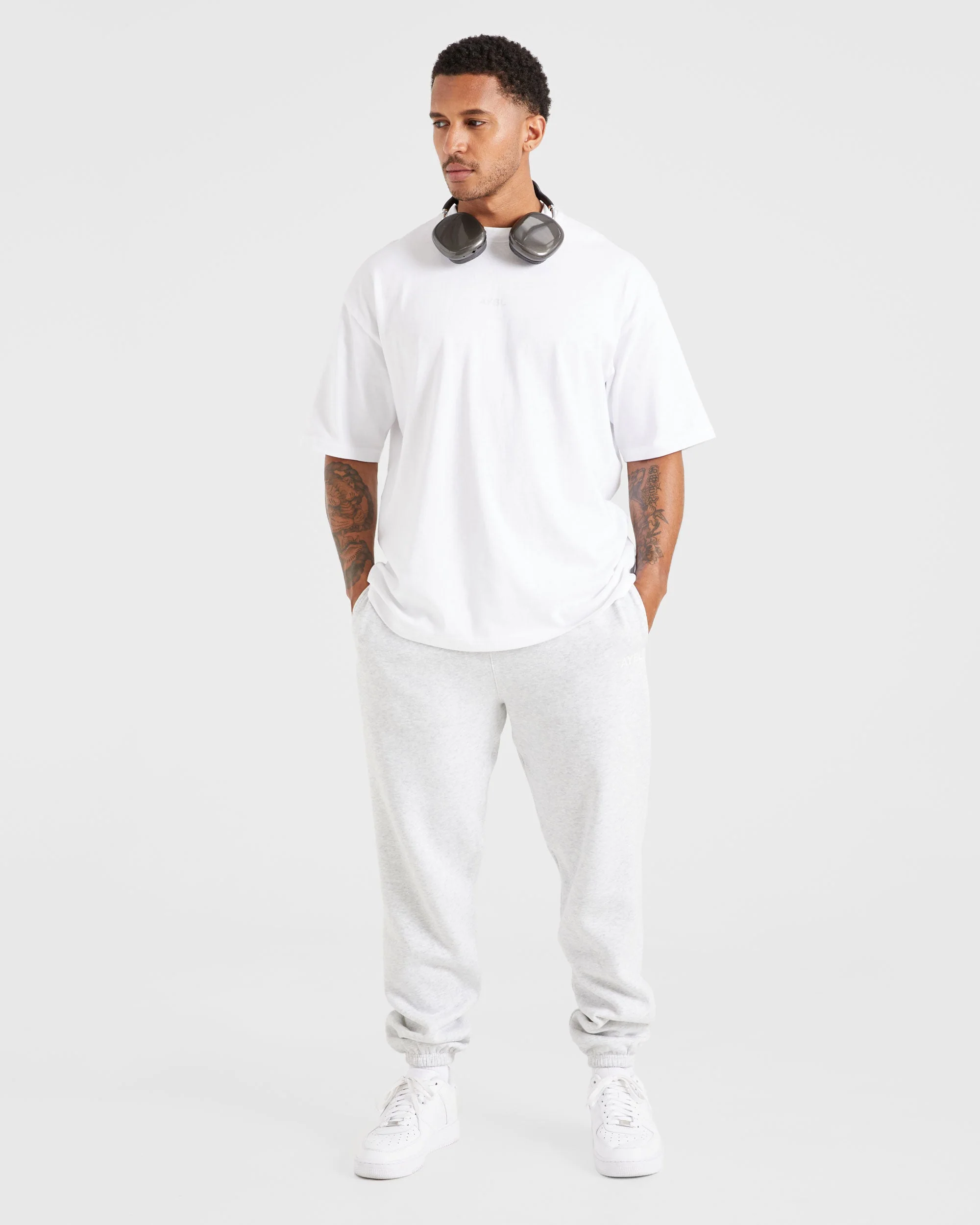 Essential Oversized Joggers - Grey Marl - Image 8