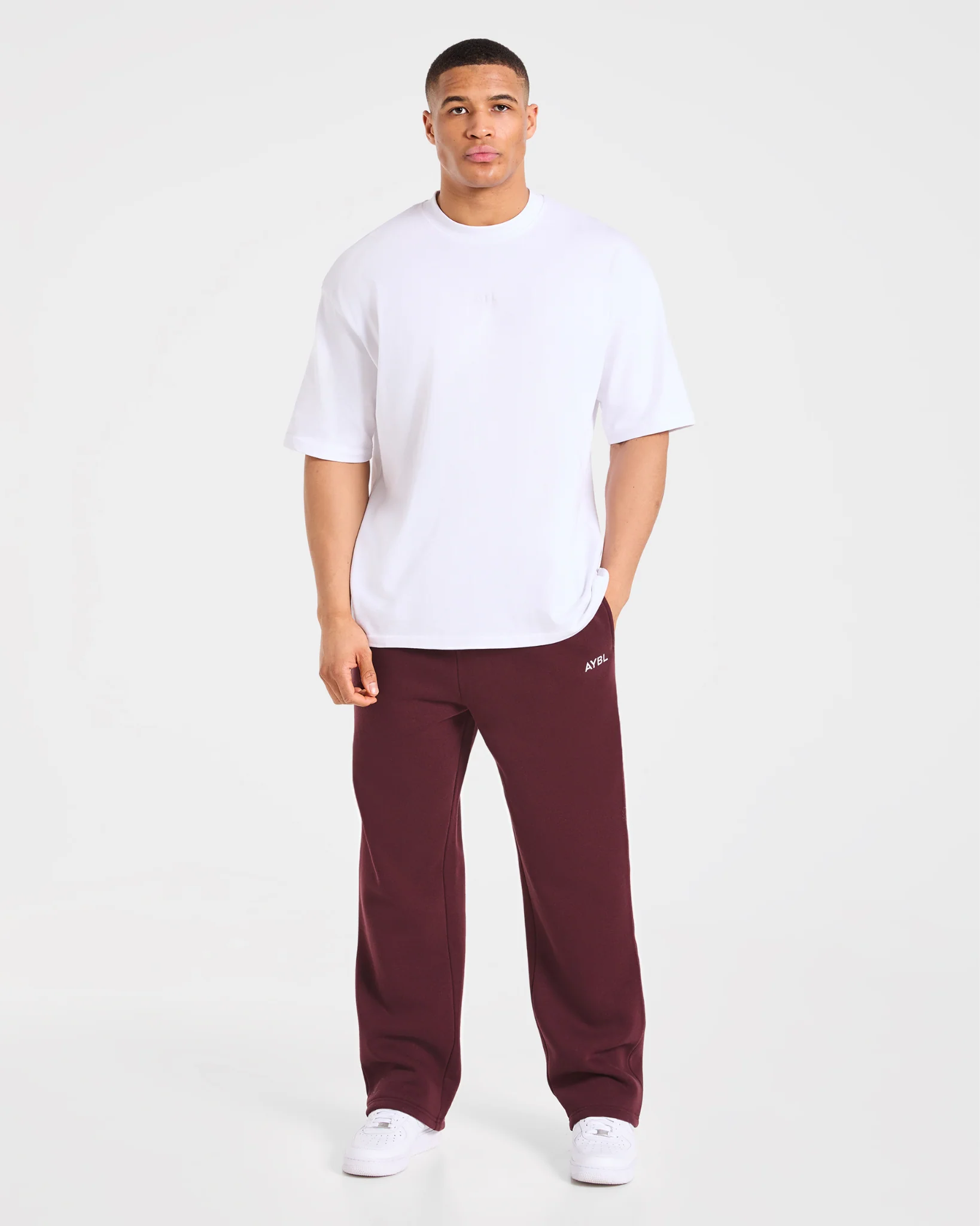 Essential Oversized Straight Leg Joggers - Burgundy Red - Image 3