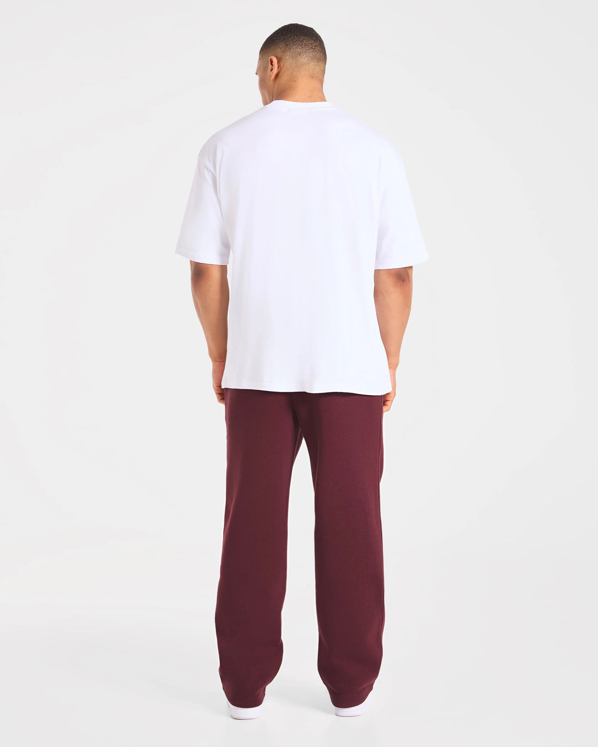 Essential Oversized Straight Leg Joggers - Burgundy Red - Image 4