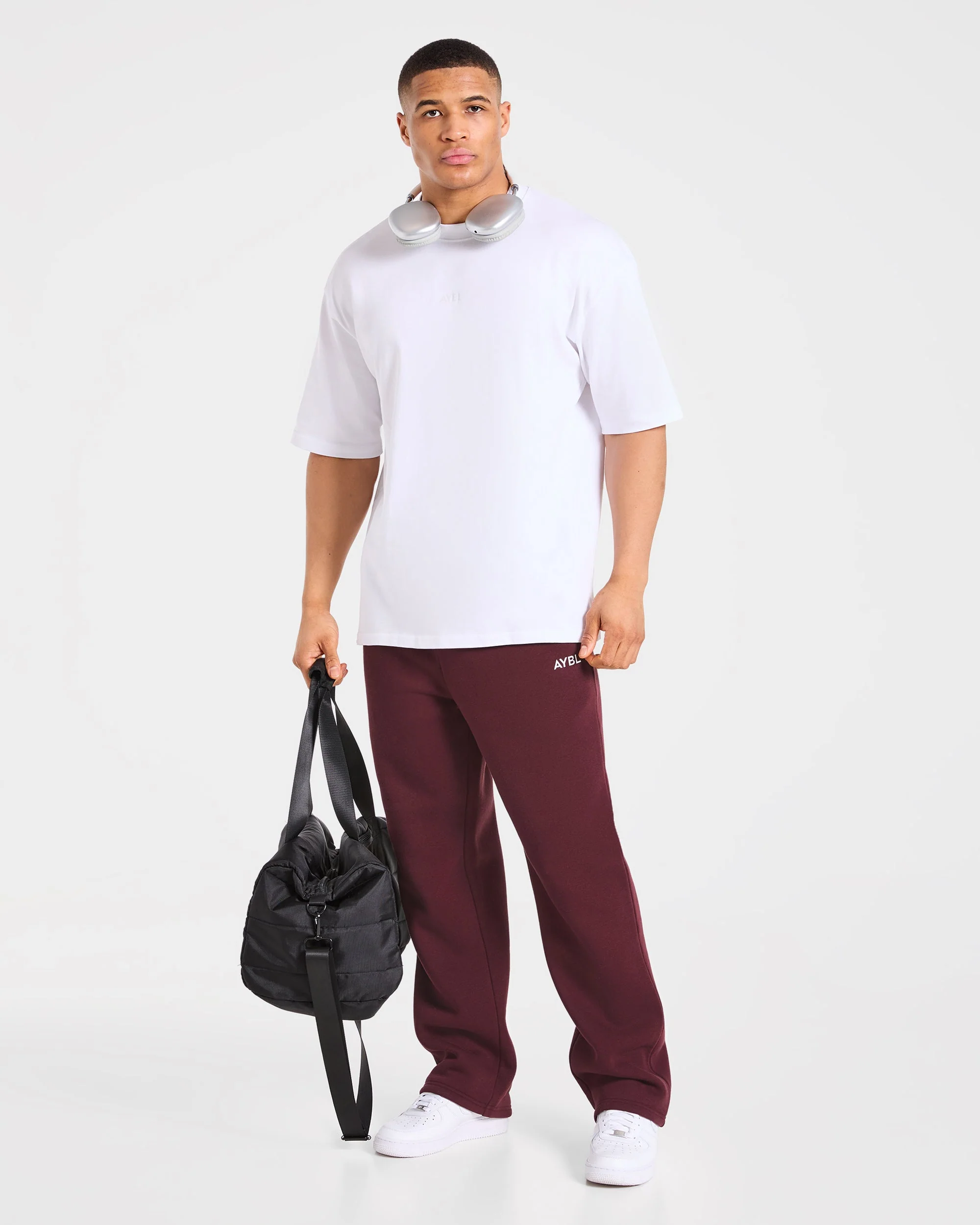 Essential Oversized Straight Leg Joggers - Burgundy Red - Image 8