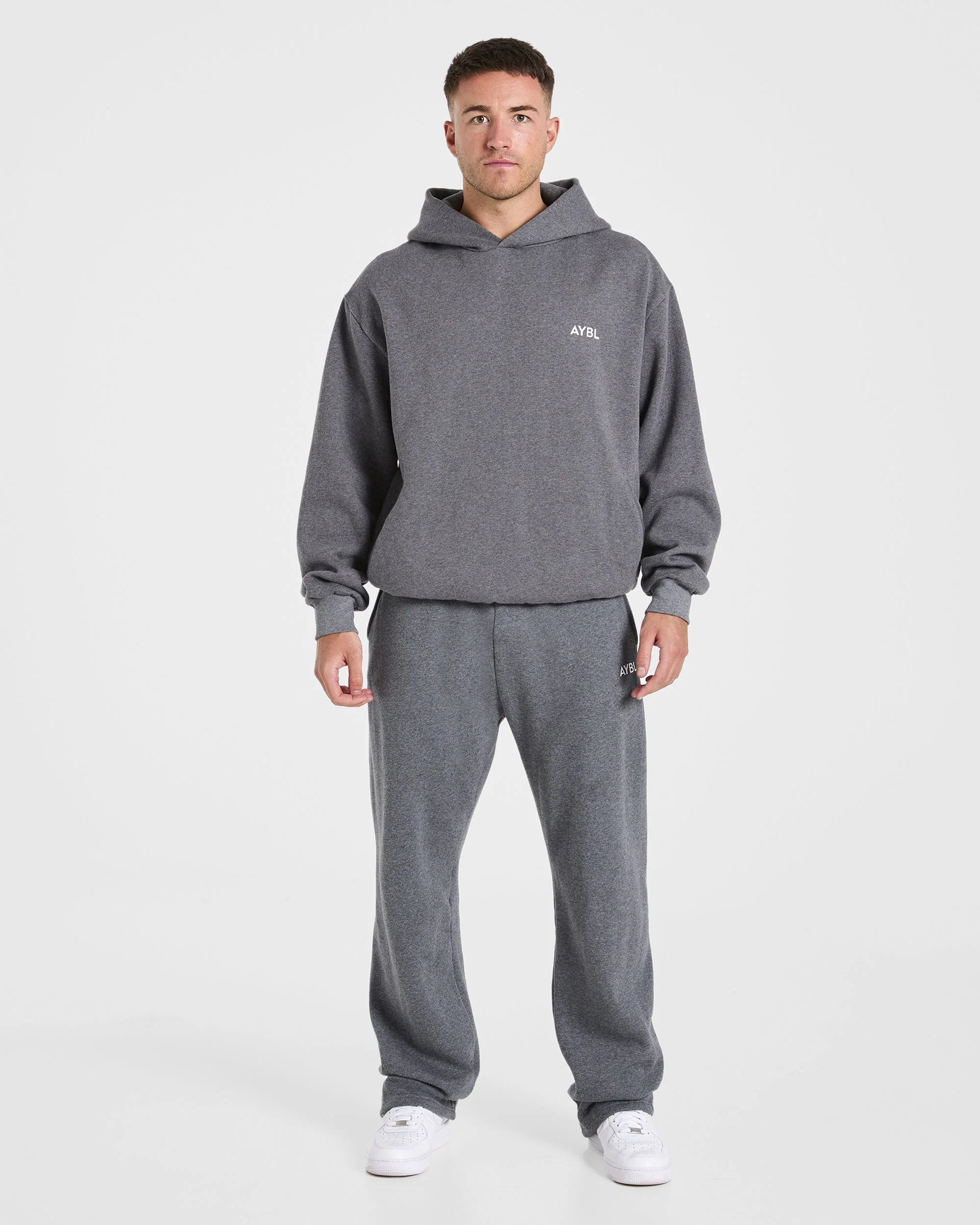 Essential Oversized Straight Leg Joggers - Charcoal Marl - Image 3