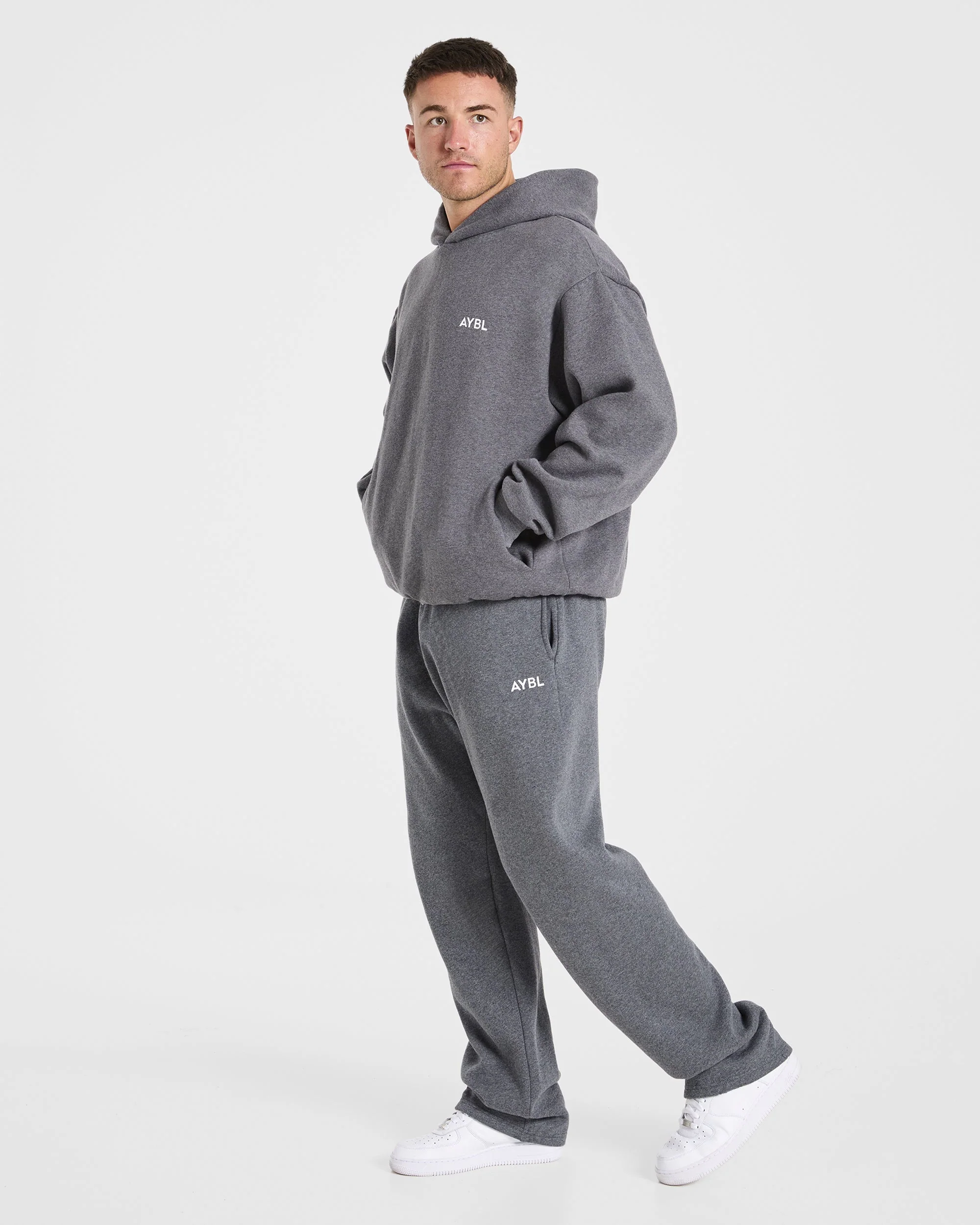 Essential Oversized Straight Leg Joggers - Charcoal Marl - Image 7