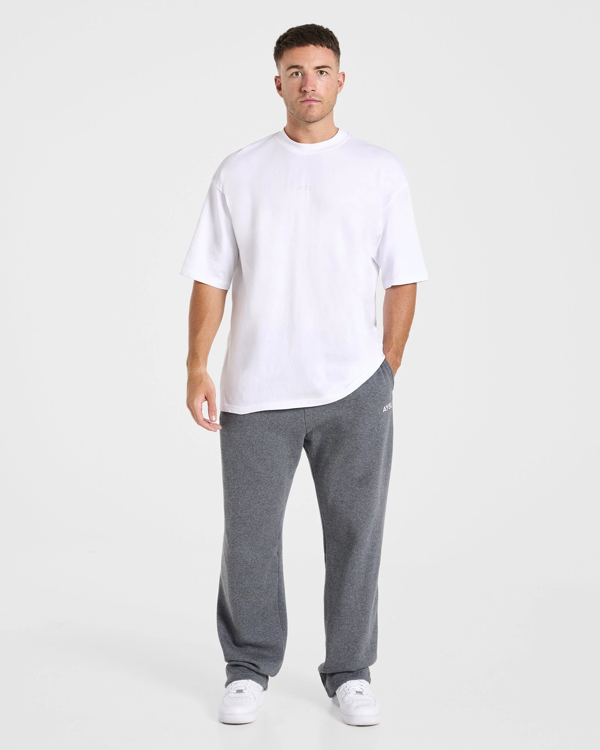 Essential Oversized Straight Leg Joggers - Charcoal Marl - Image 8