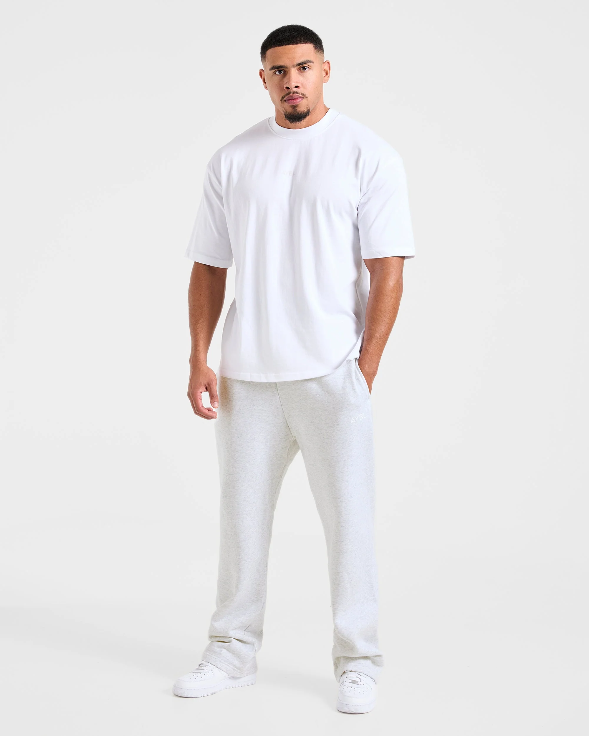 Essential Oversized Straight Leg Joggers - Grey Marl - Image 3