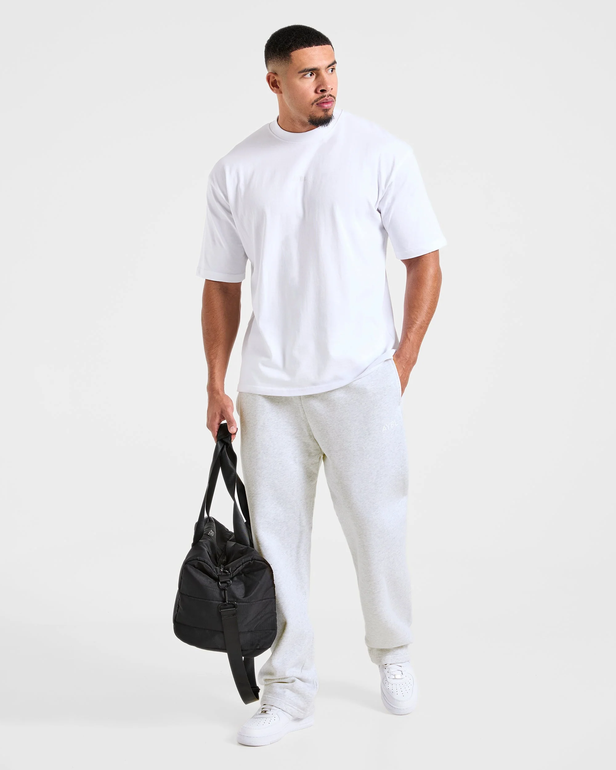 Essential Oversized Straight Leg Joggers - Grey Marl - Image 7