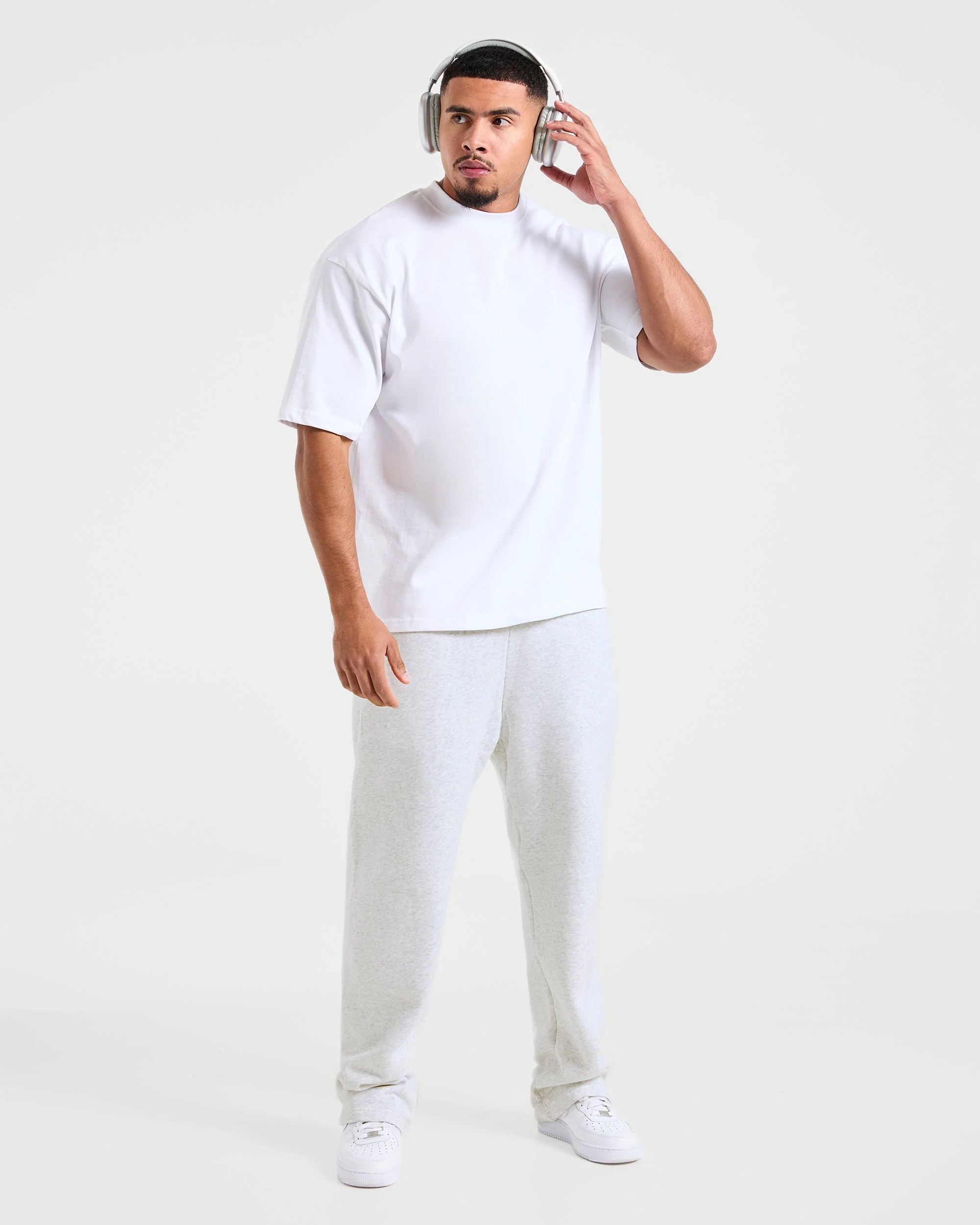 Essential Oversized Straight Leg Joggers - Grey Marl - Image 8