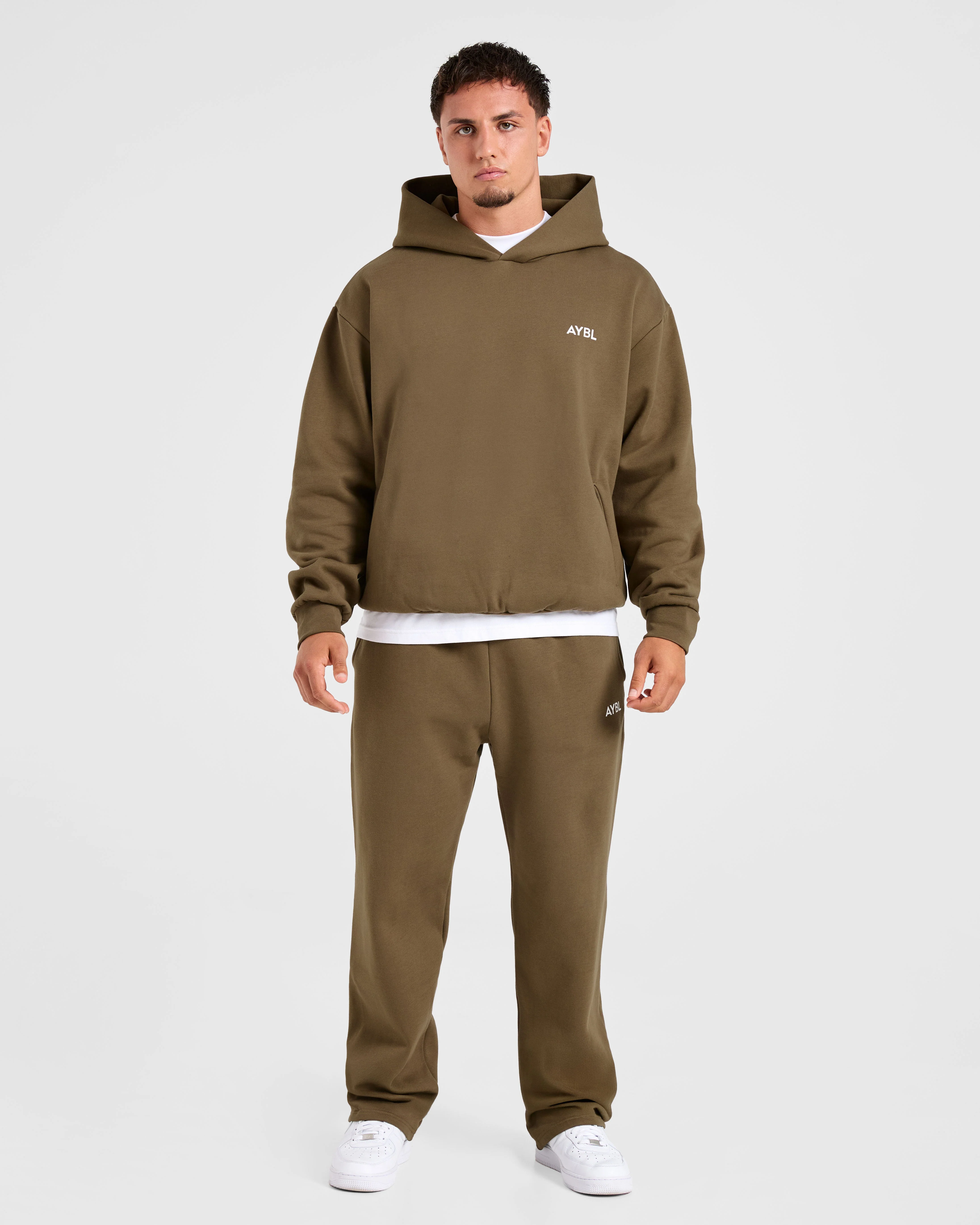 Essential Oversized Straight Leg Joggers- Olive Green - Image 3