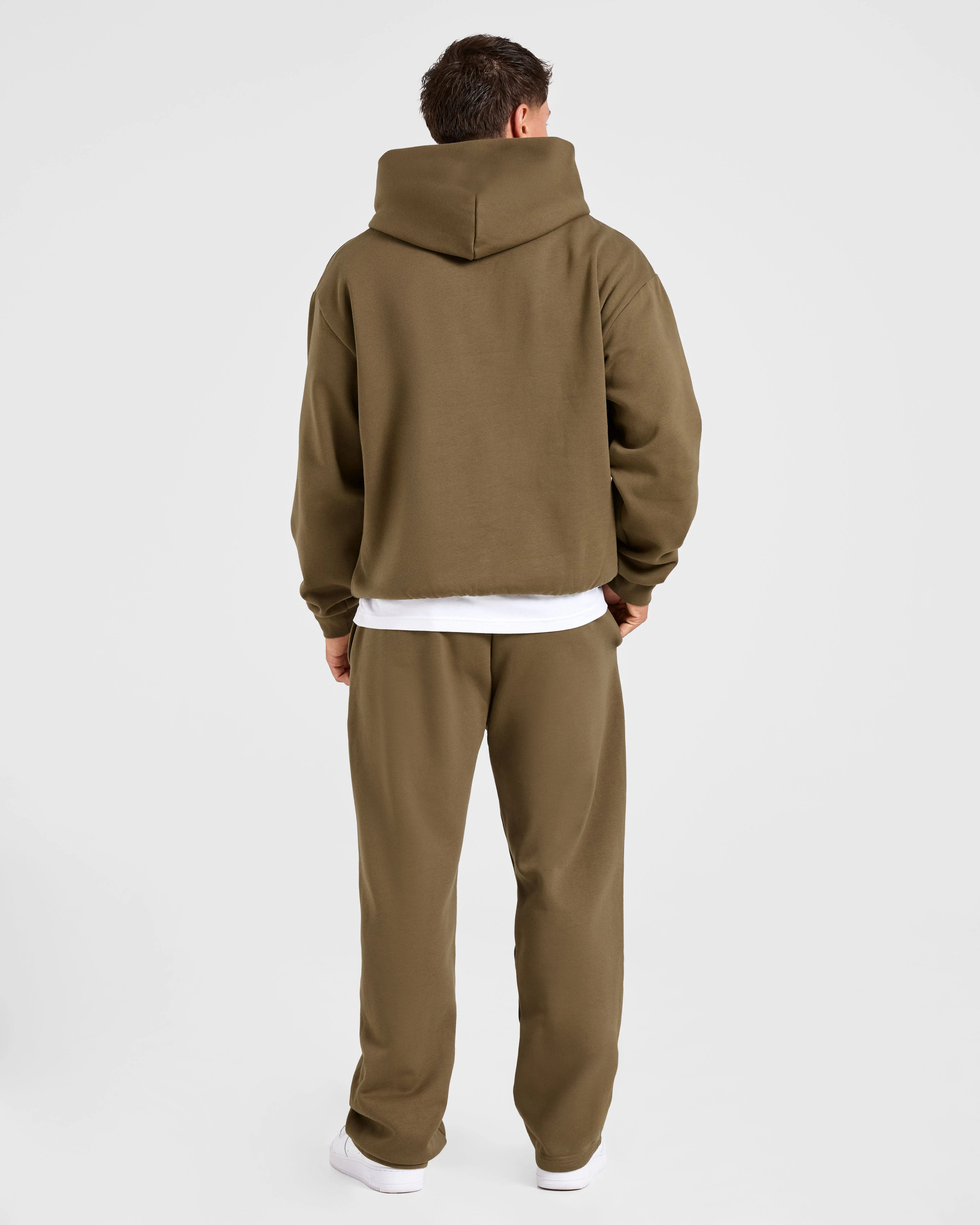 Essential Oversized Straight Leg Joggers- Olive Green - Image 4