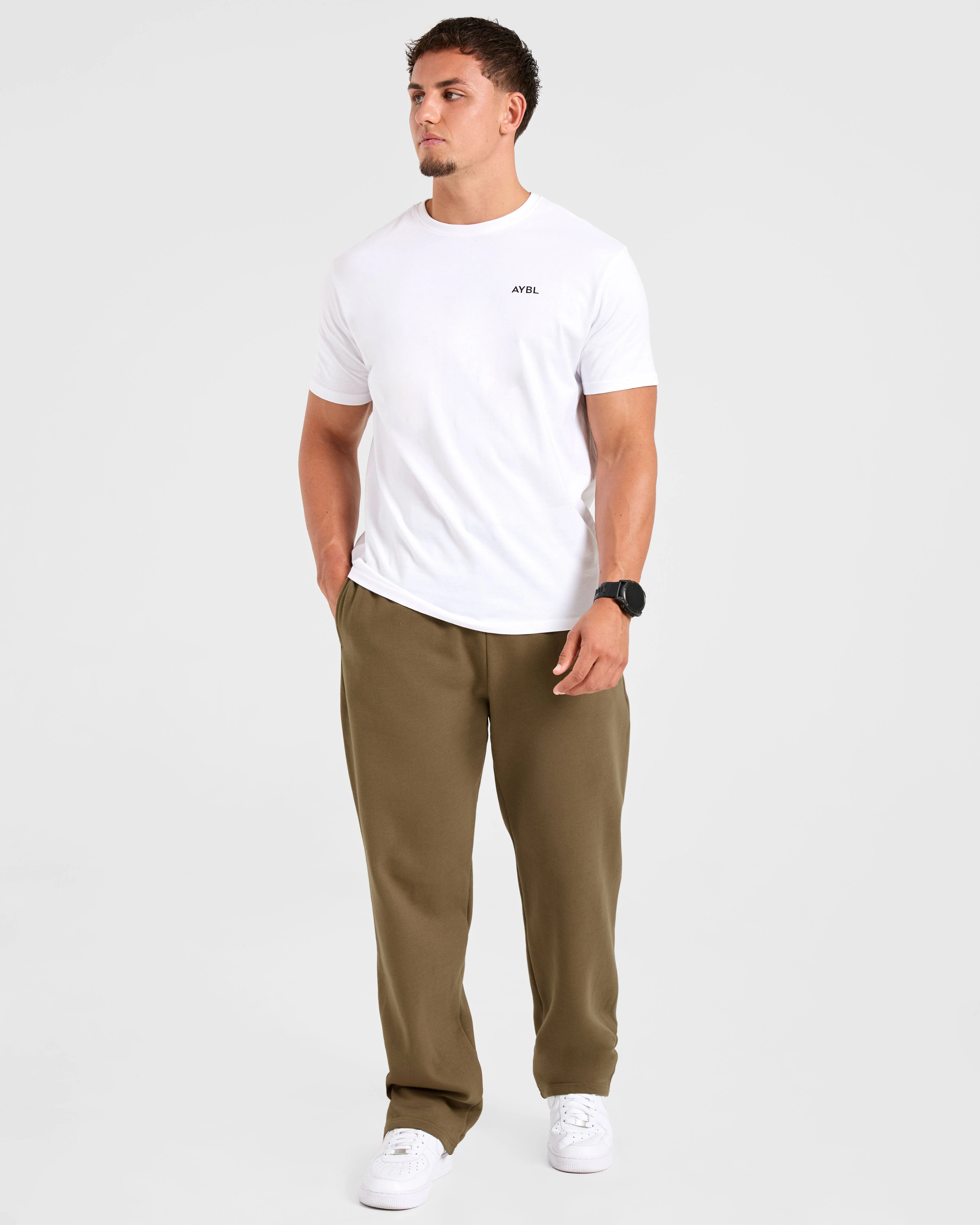 Essential Oversized Straight Leg Joggers- Olive Green - Image 8