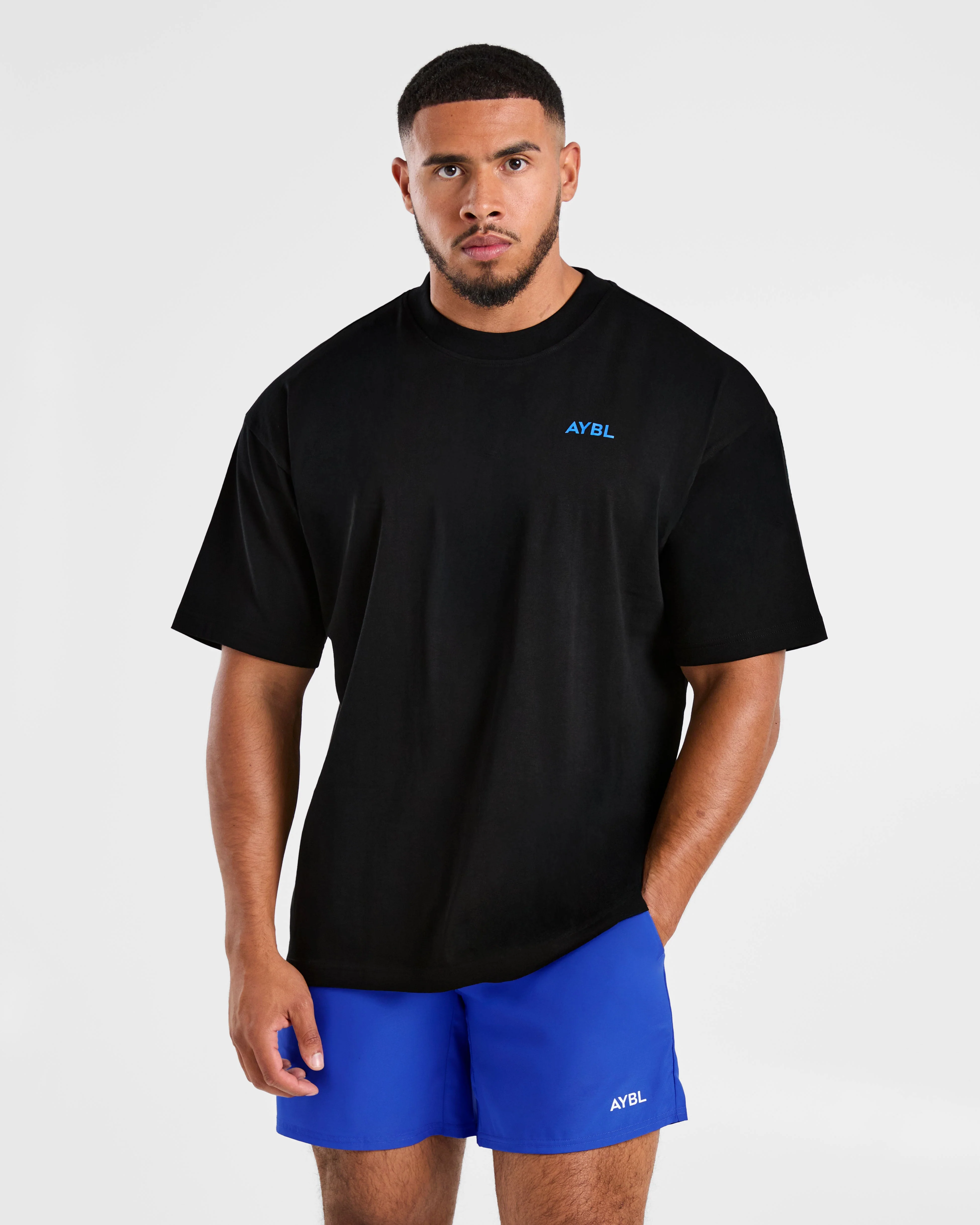 Essential Oversized T Shirt - Black/Cobalt - Image 2