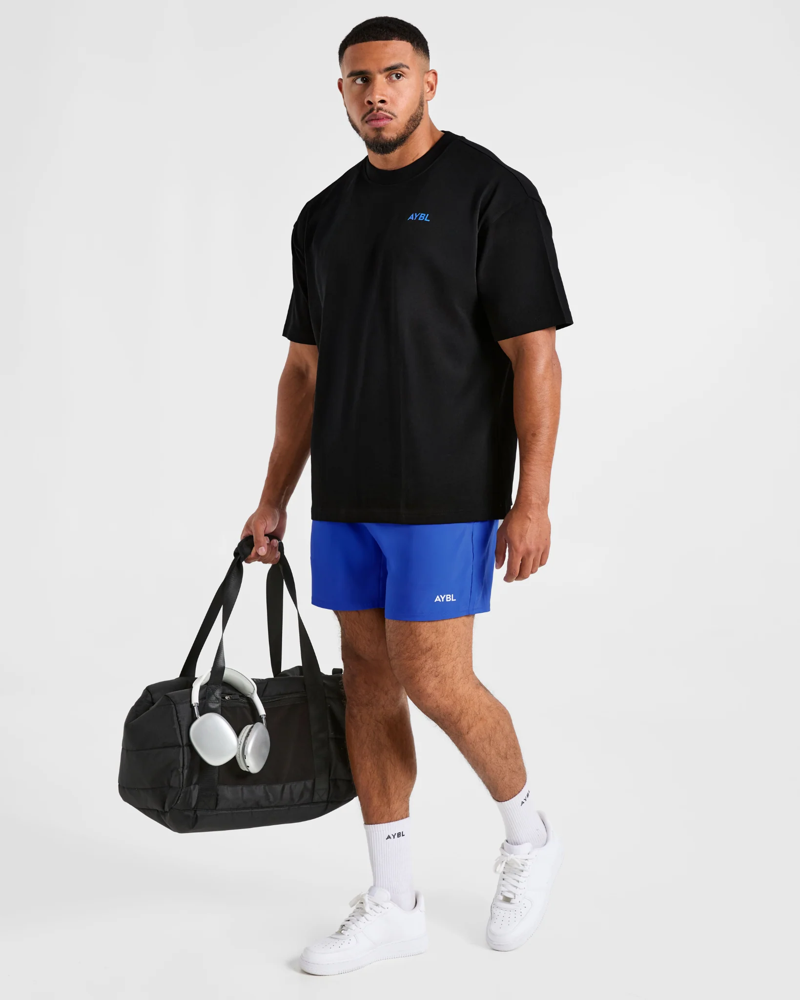 Essential Oversized T Shirt - Black/Cobalt - Image 8