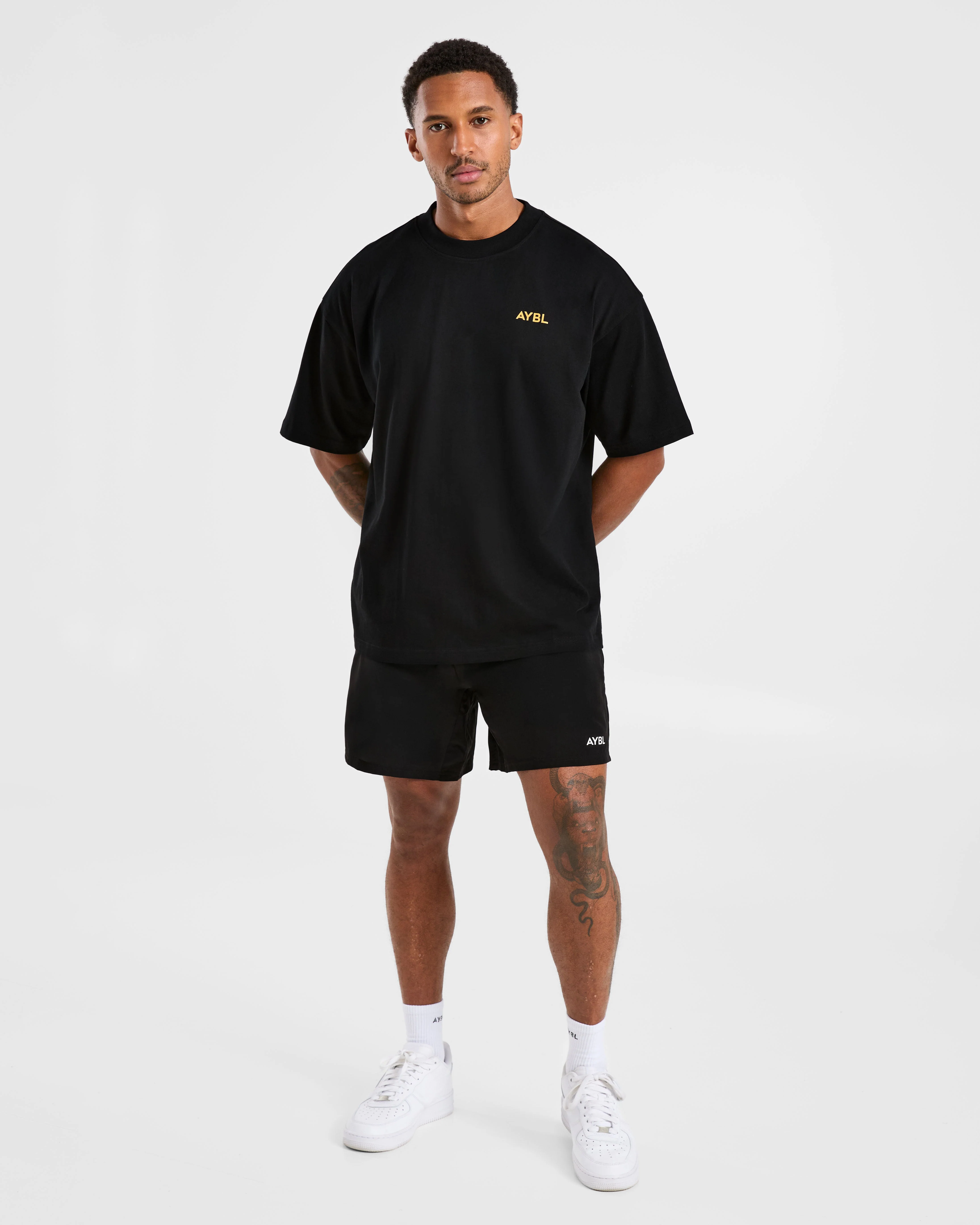 Essential Oversized T Shirt - Black/Mango Yellow - Image 3