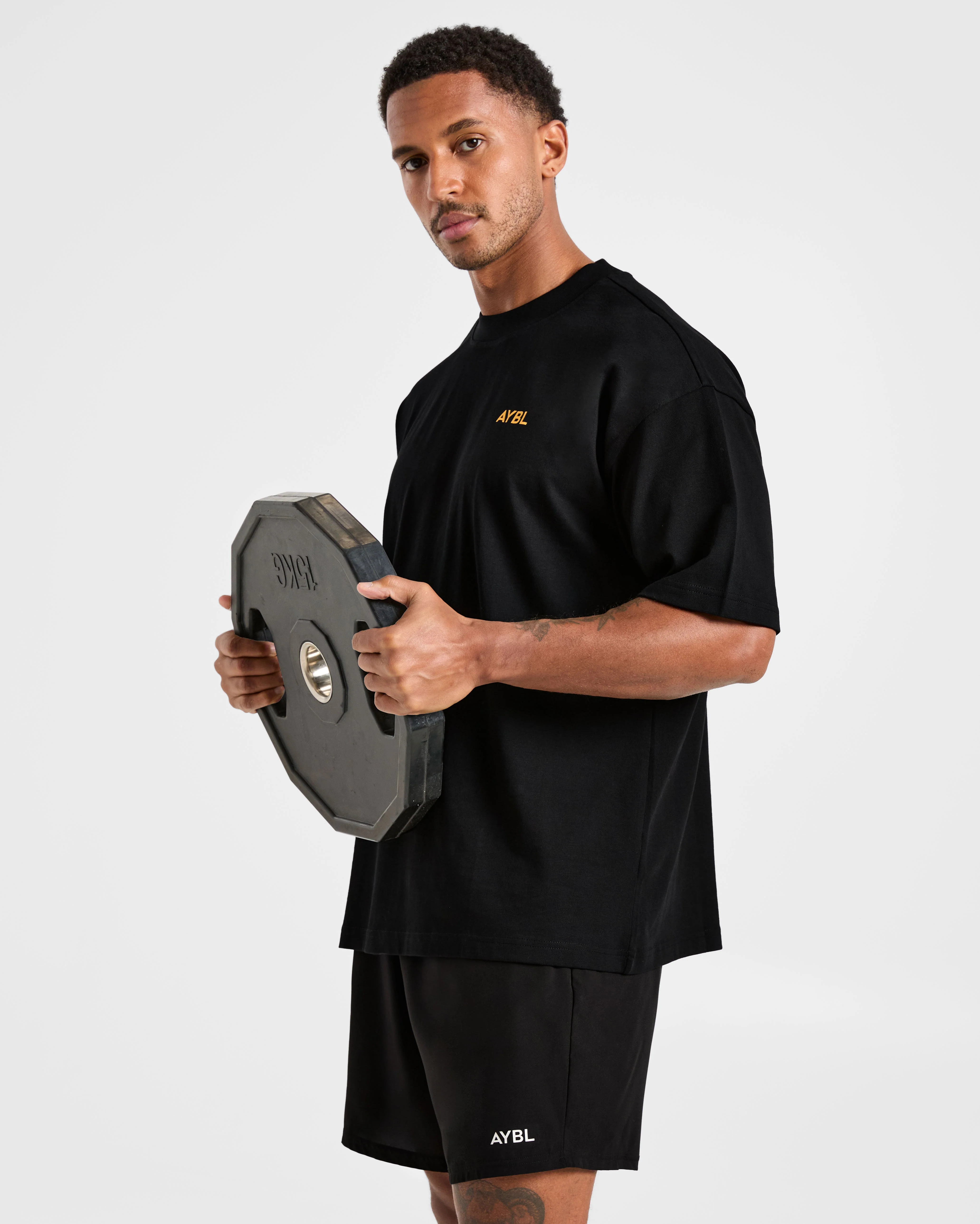 Essential Oversized T Shirt - Black/Mango Yellow - Image 7