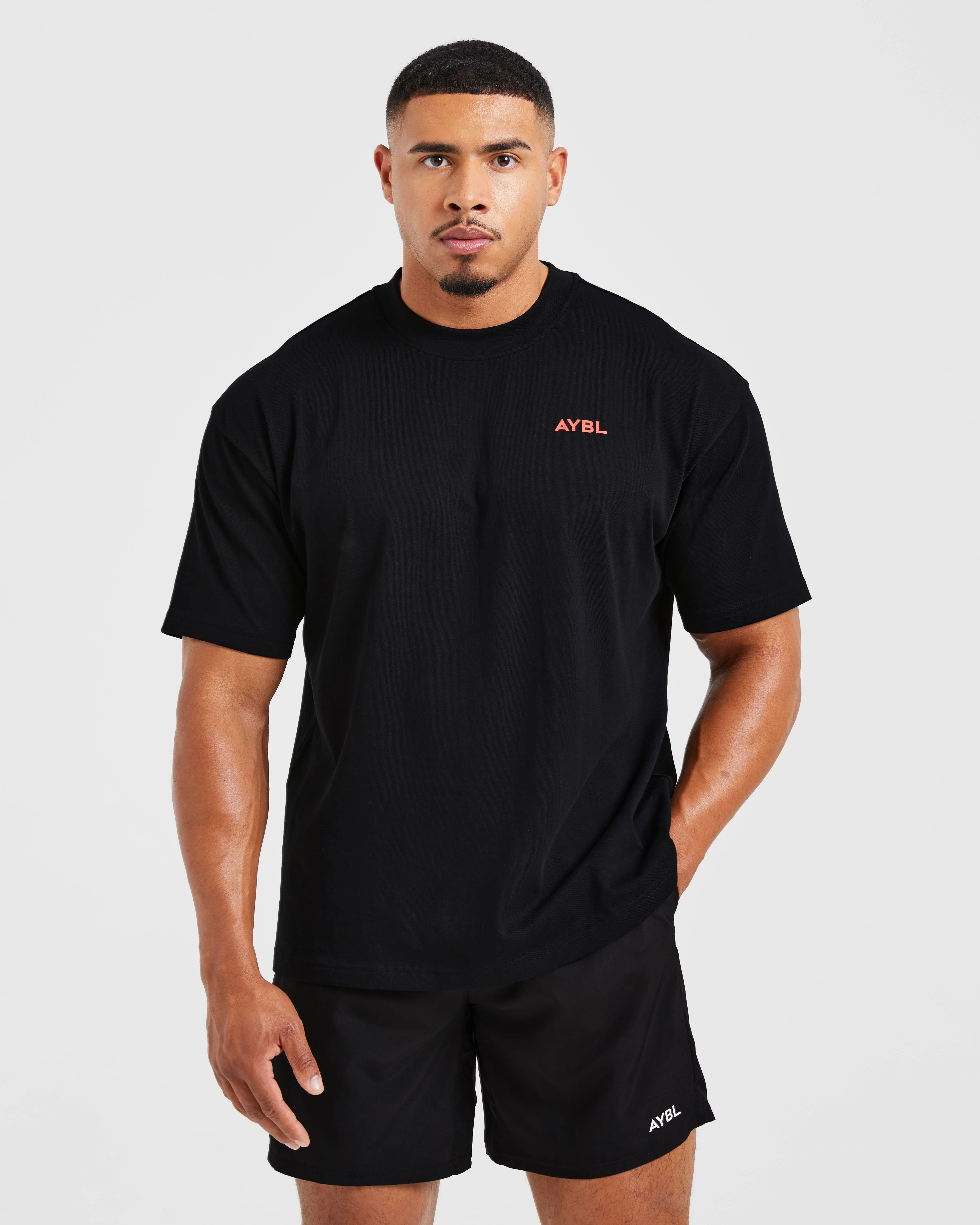 Essential Oversized T Shirt - Black/Red - Image 2