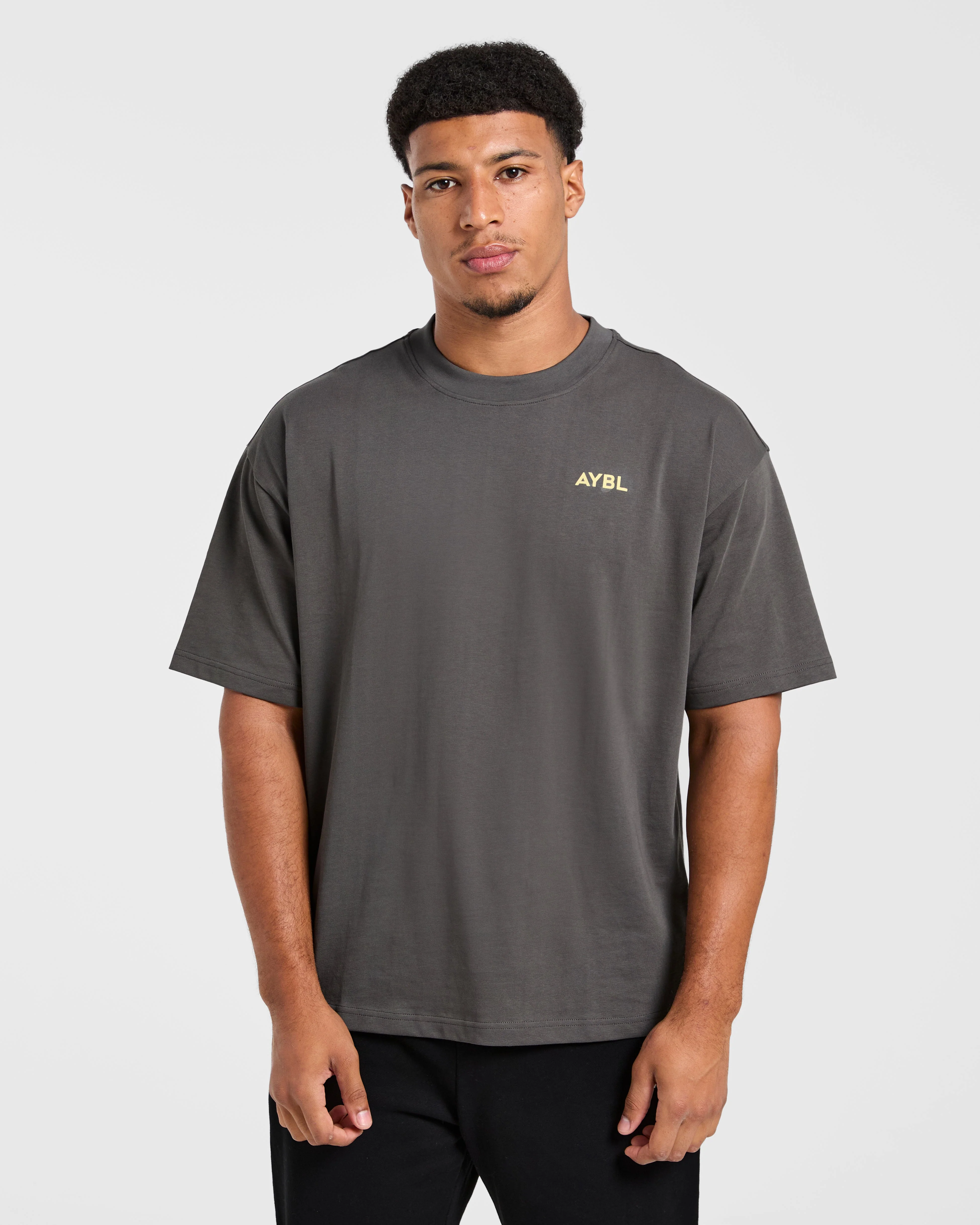 Essential Oversized T Shirt - Charcoal/Butter - Image 2