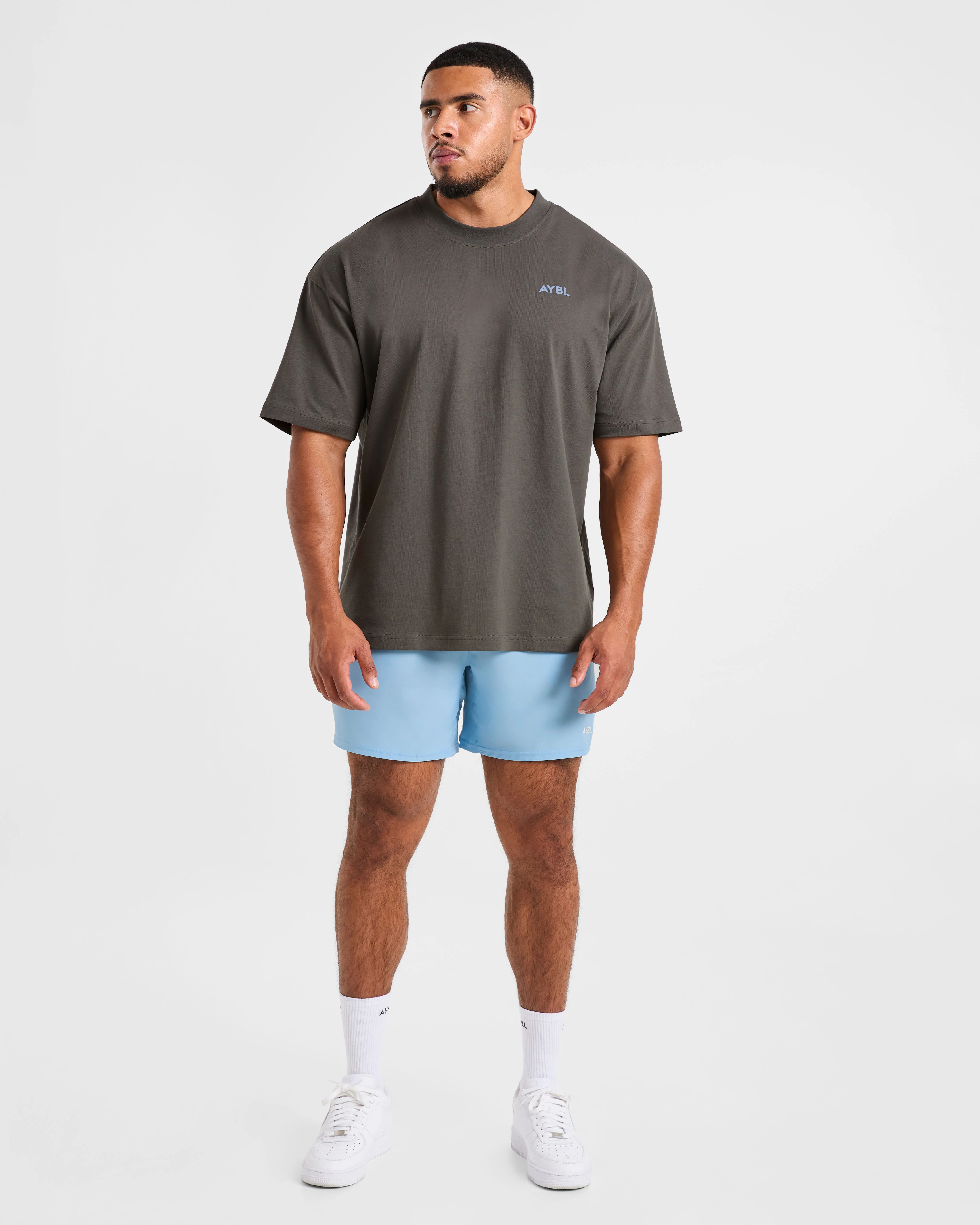 Essential Oversized T Shirt - Charcoal/Cornflower Blue - Image 3