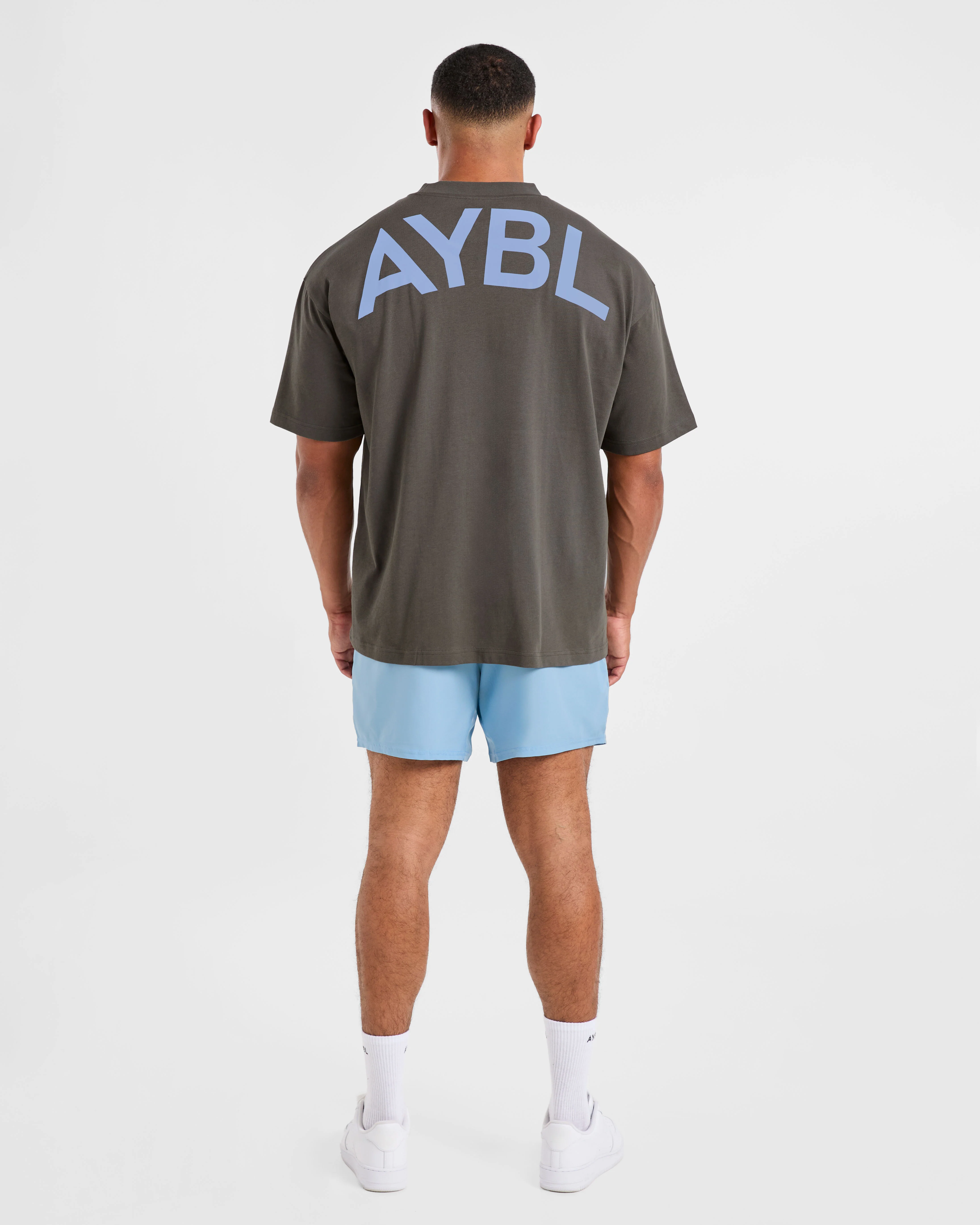 Essential Oversized T Shirt - Charcoal/Cornflower Blue - Image 4