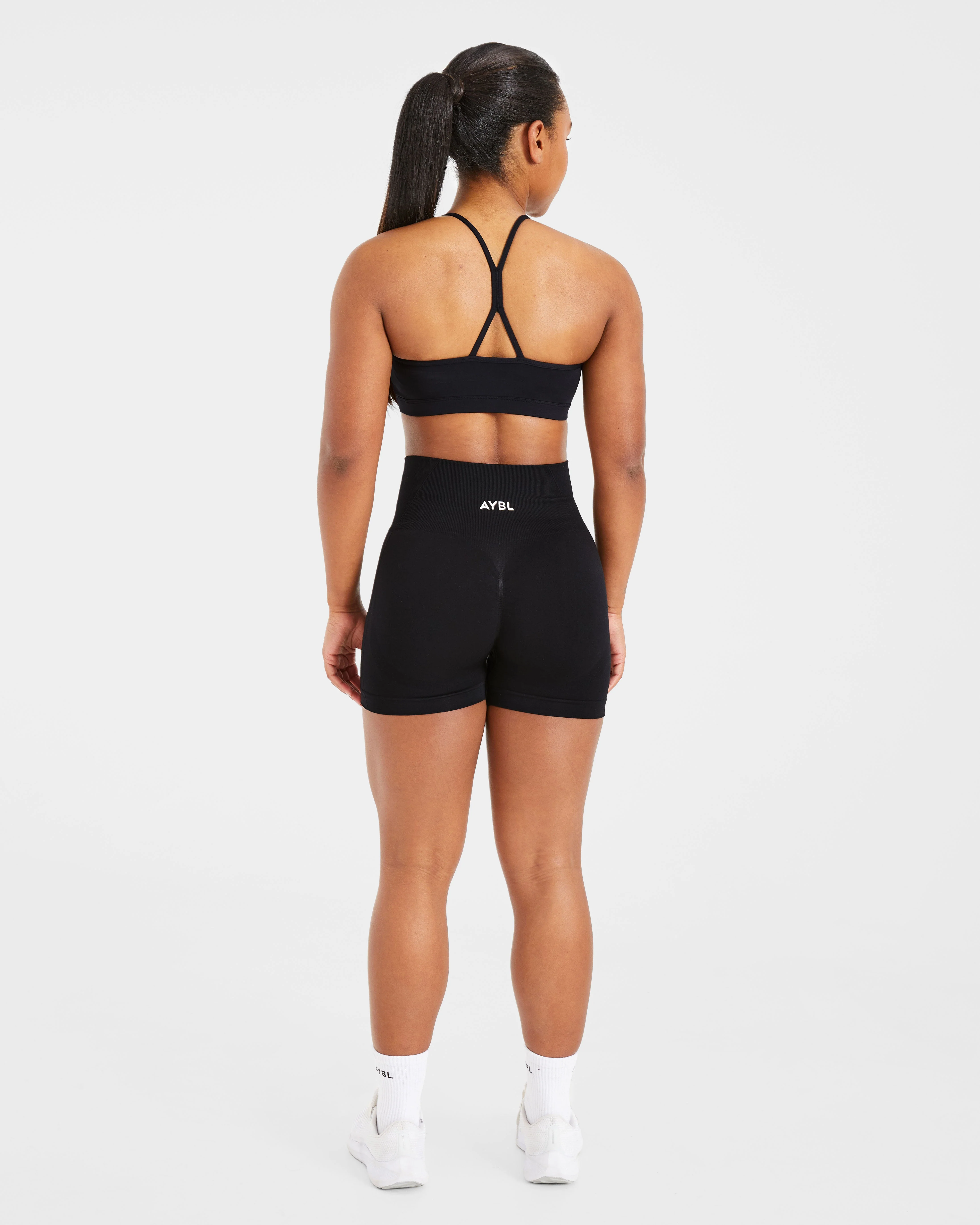 Essential Ruched Sports Bra - Black - Image 4