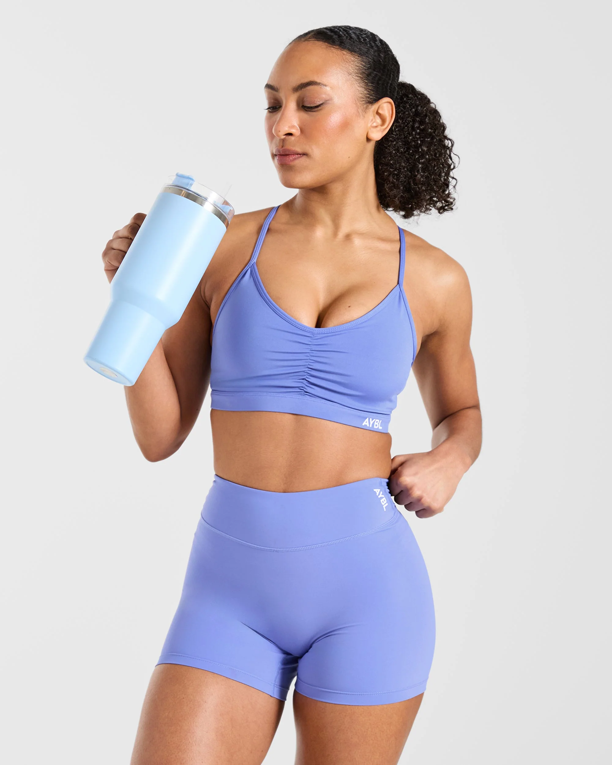 Essential Ruched Sports Bra - Cornflower Purple - Image 7