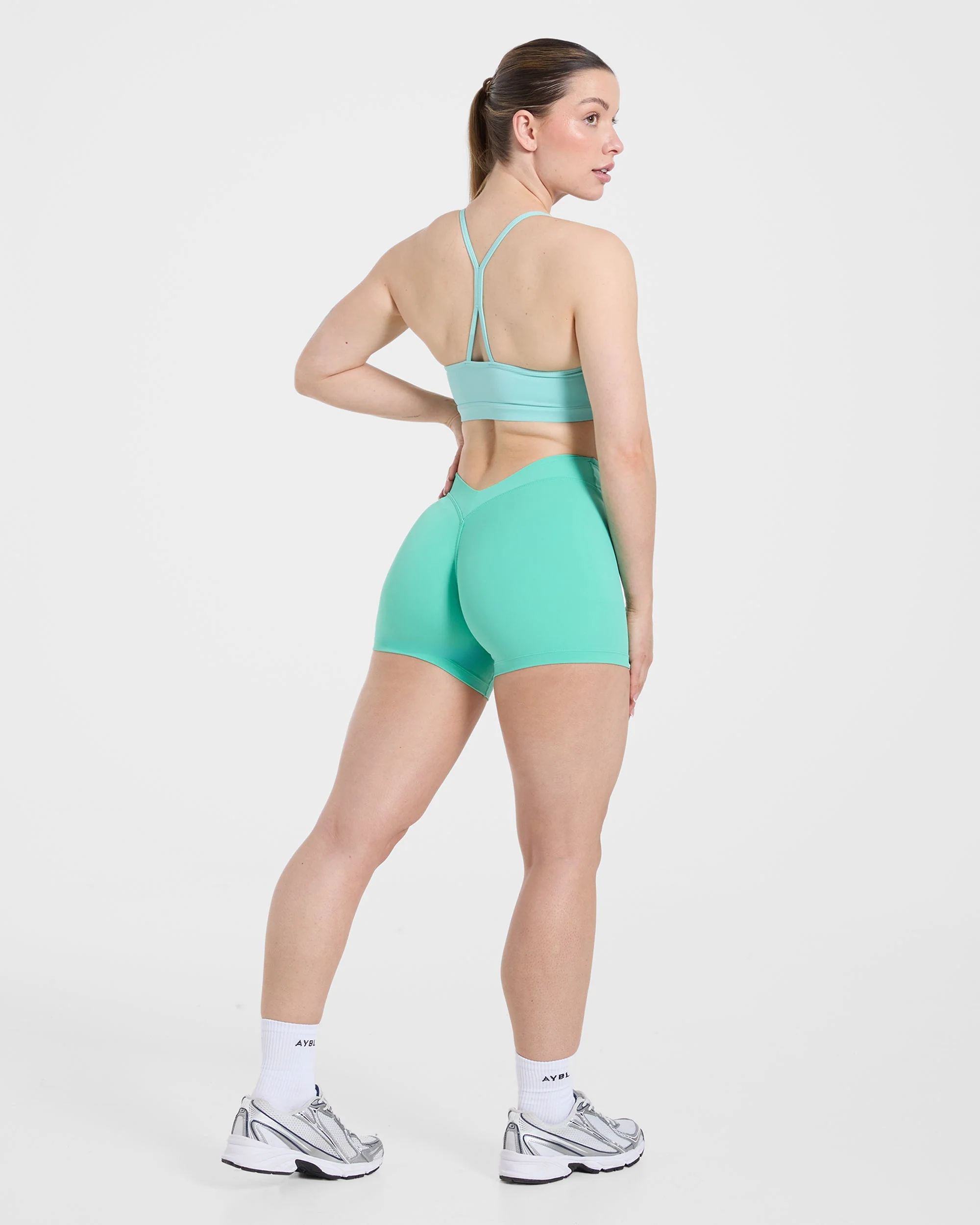 Essential Ruched Sports Bra - Soft Aqua - Image 4