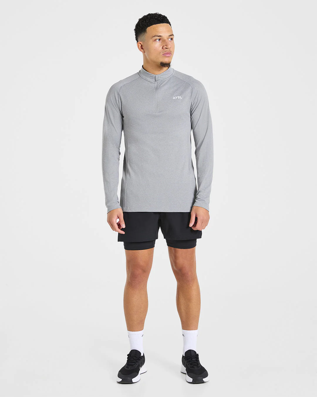 Essential Seamless 1/4 Zip Pullover - Grey Marl - Image 3