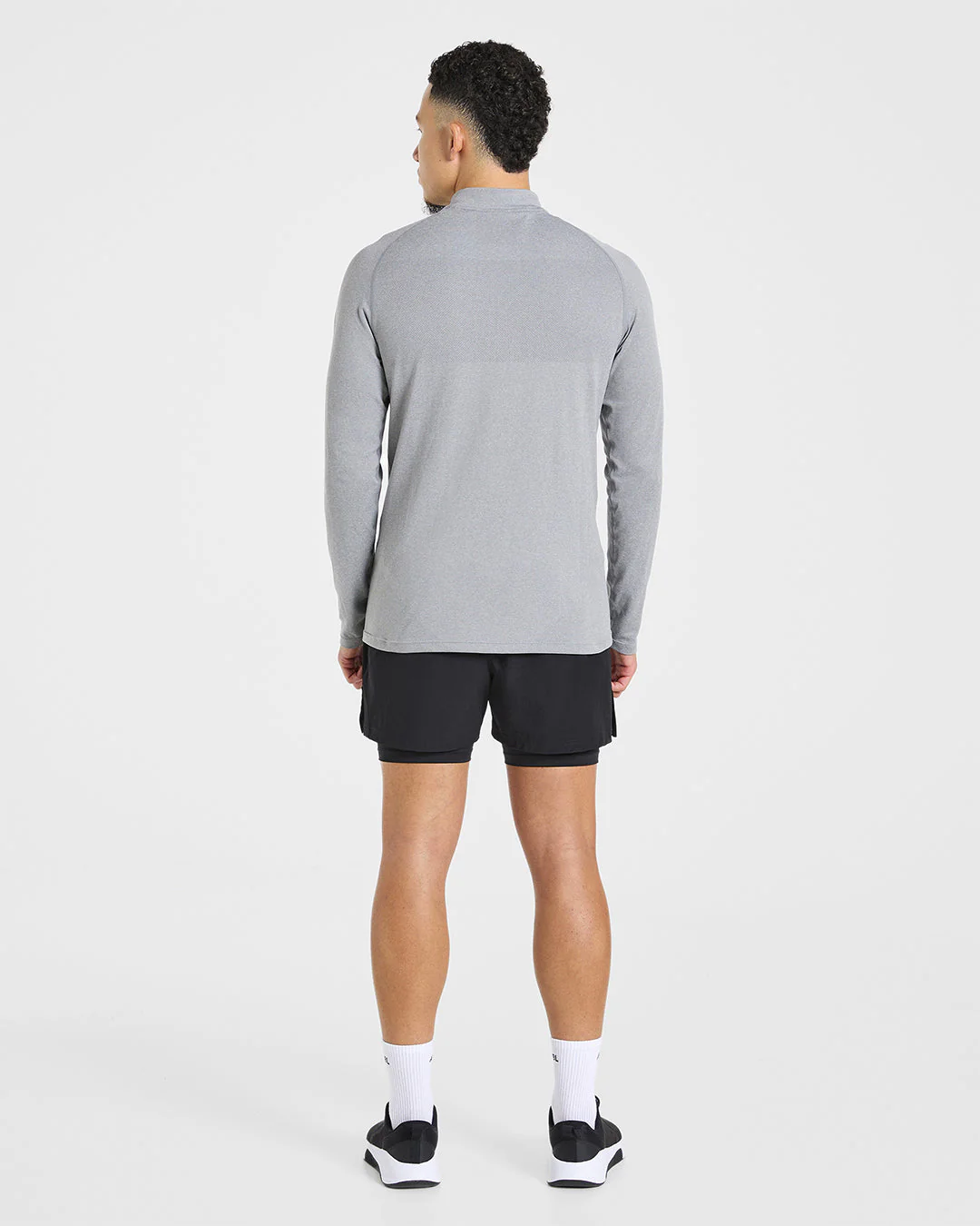 Essential Seamless 1/4 Zip Pullover - Grey Marl - Image 4