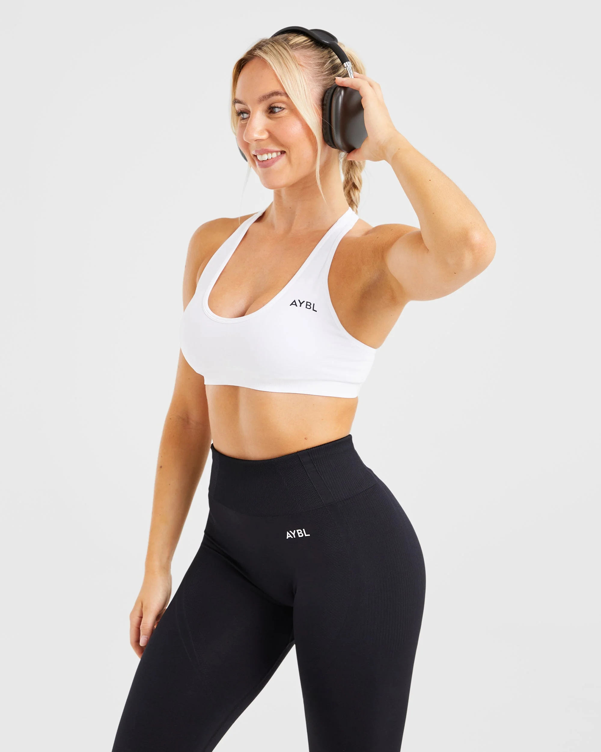 Essential Seamless Racer Back Sports Bra - White - Image 8