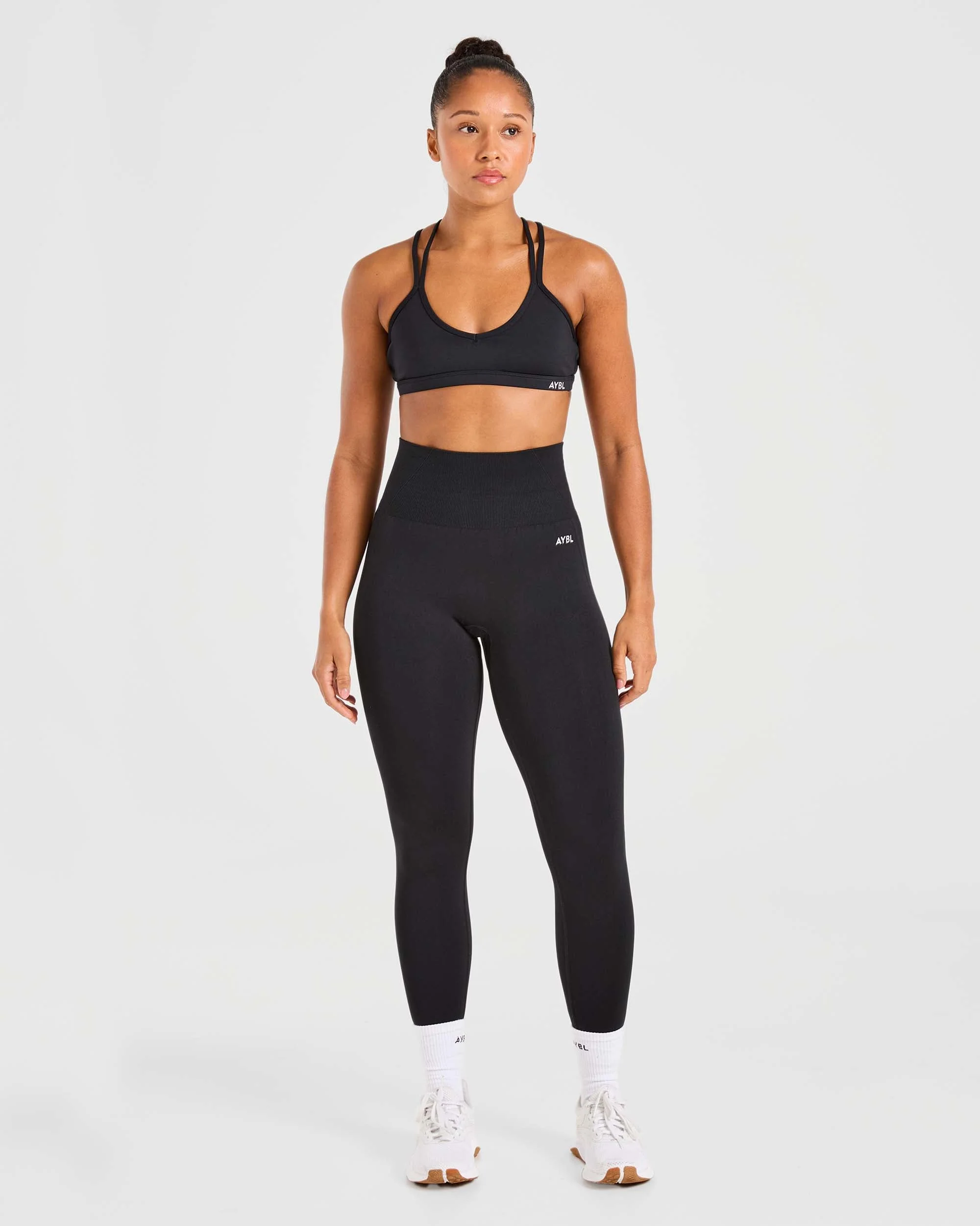 Essential Strappy Sports Bra - Black - Image 3