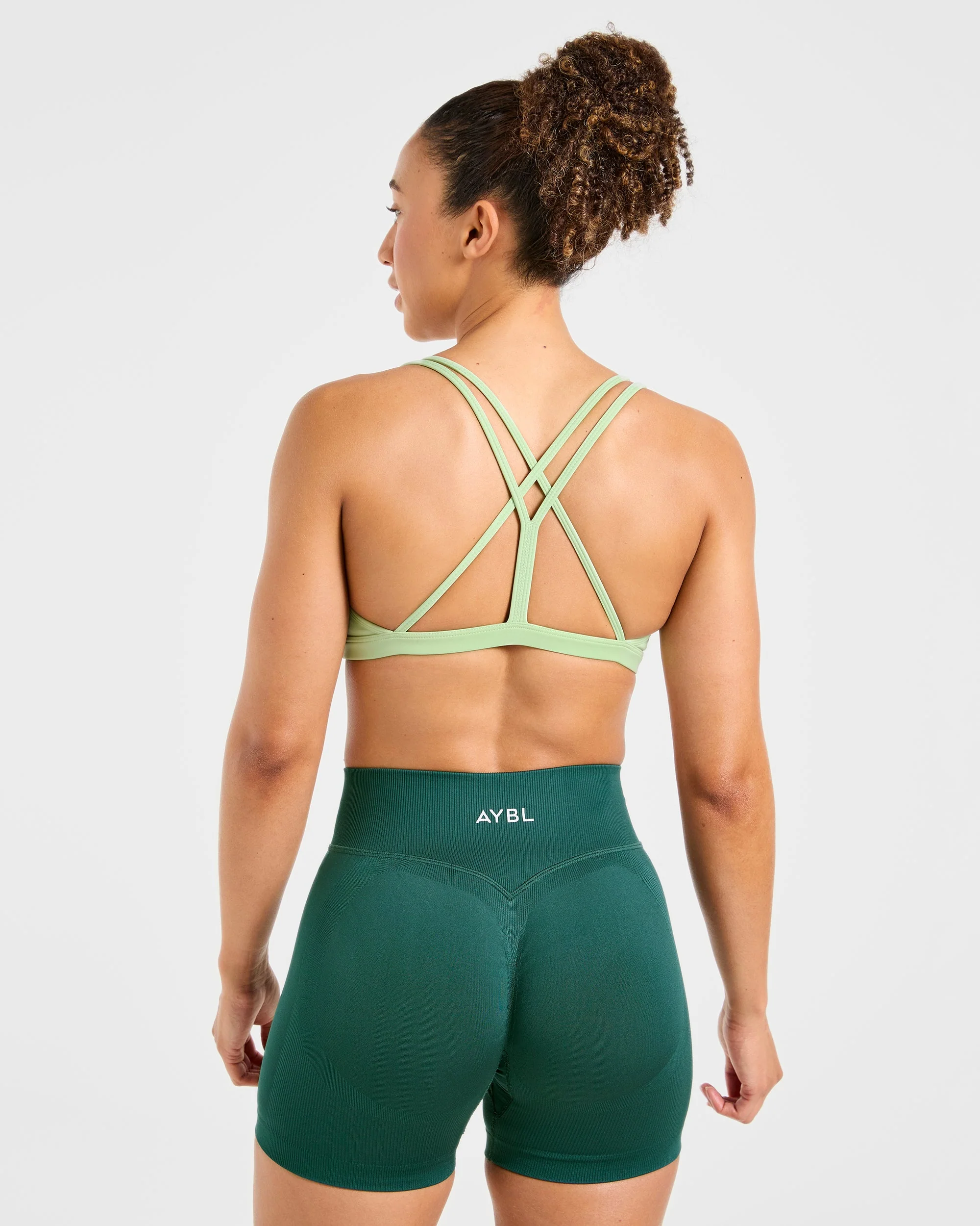 Essential Strappy Sports Bra - Soft Green - Image 2