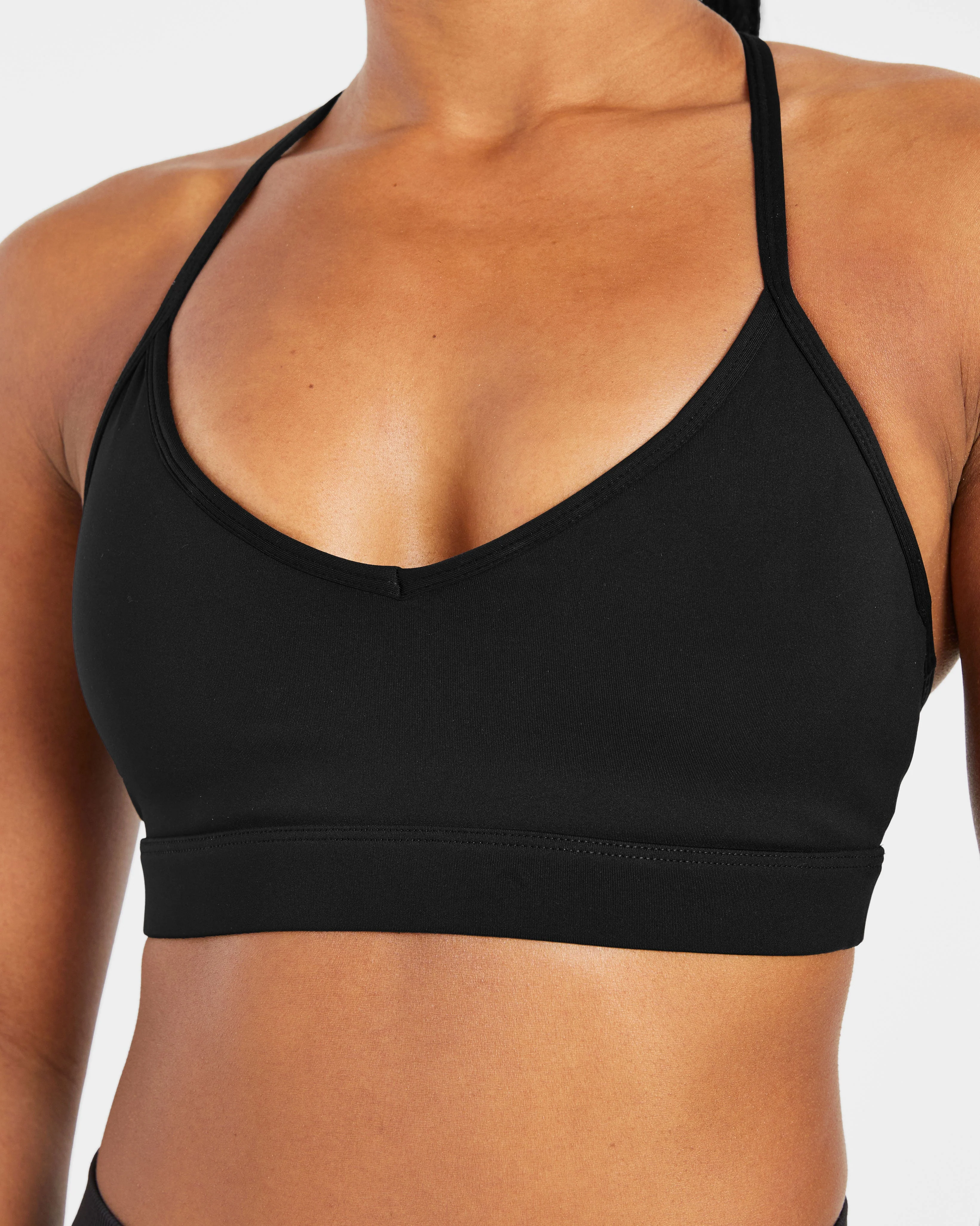 Essential V Neck Strappy Sports Bra - Black - Image 5