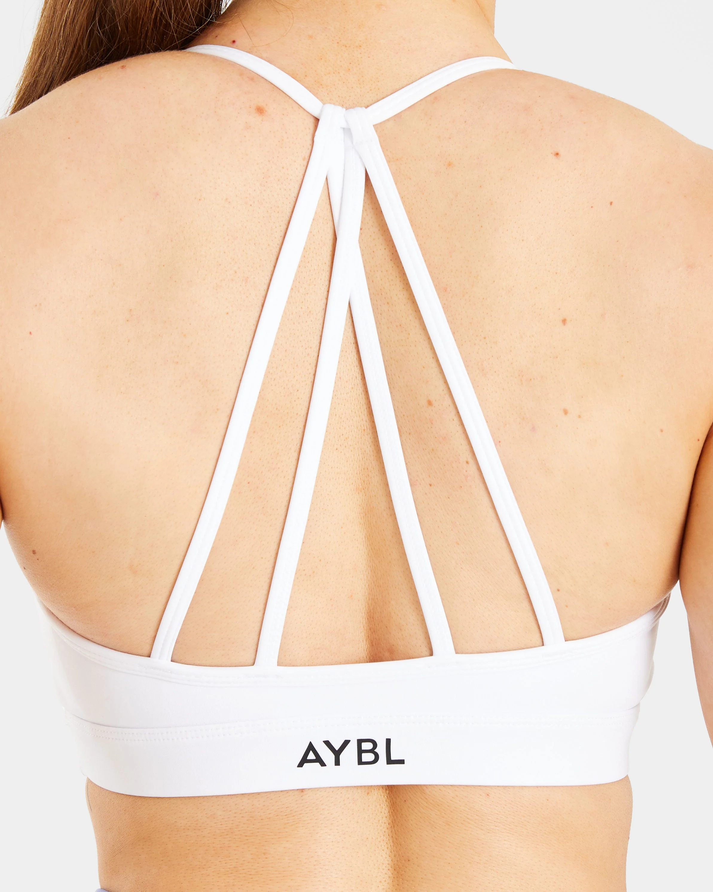 Essential V Neck Strappy Sports Bra - White - Image 6
