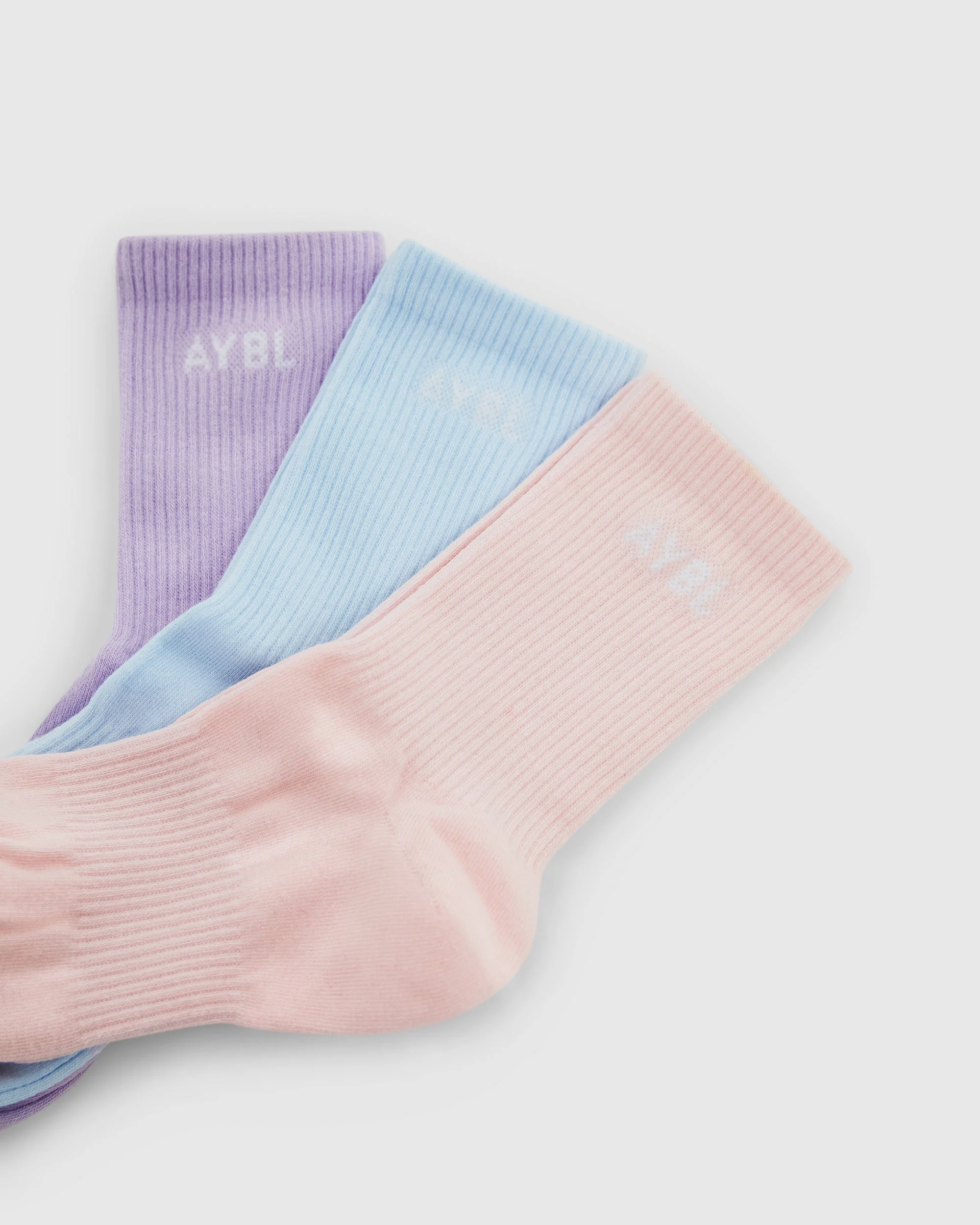 Everyday Crew Socks (3 Pack) - Blue/Purple/Pink - Image 5