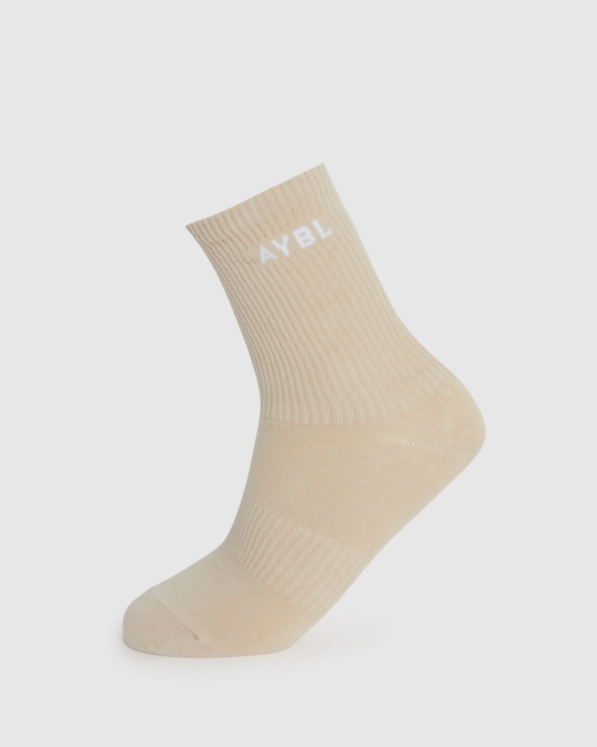 Everyday Crew Socks (3 Pack) - Khaki/Beige/White - Image 4