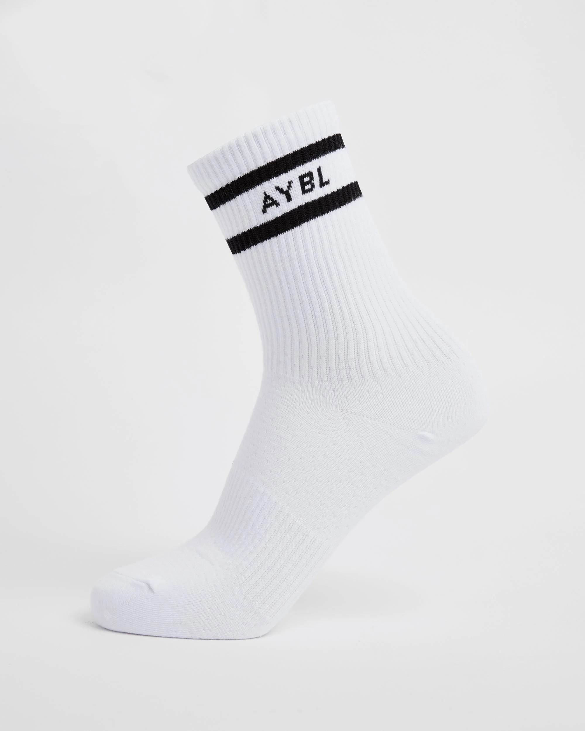 Everyday Double Stripe Crew Socks (3 Pack) - White - Image 3