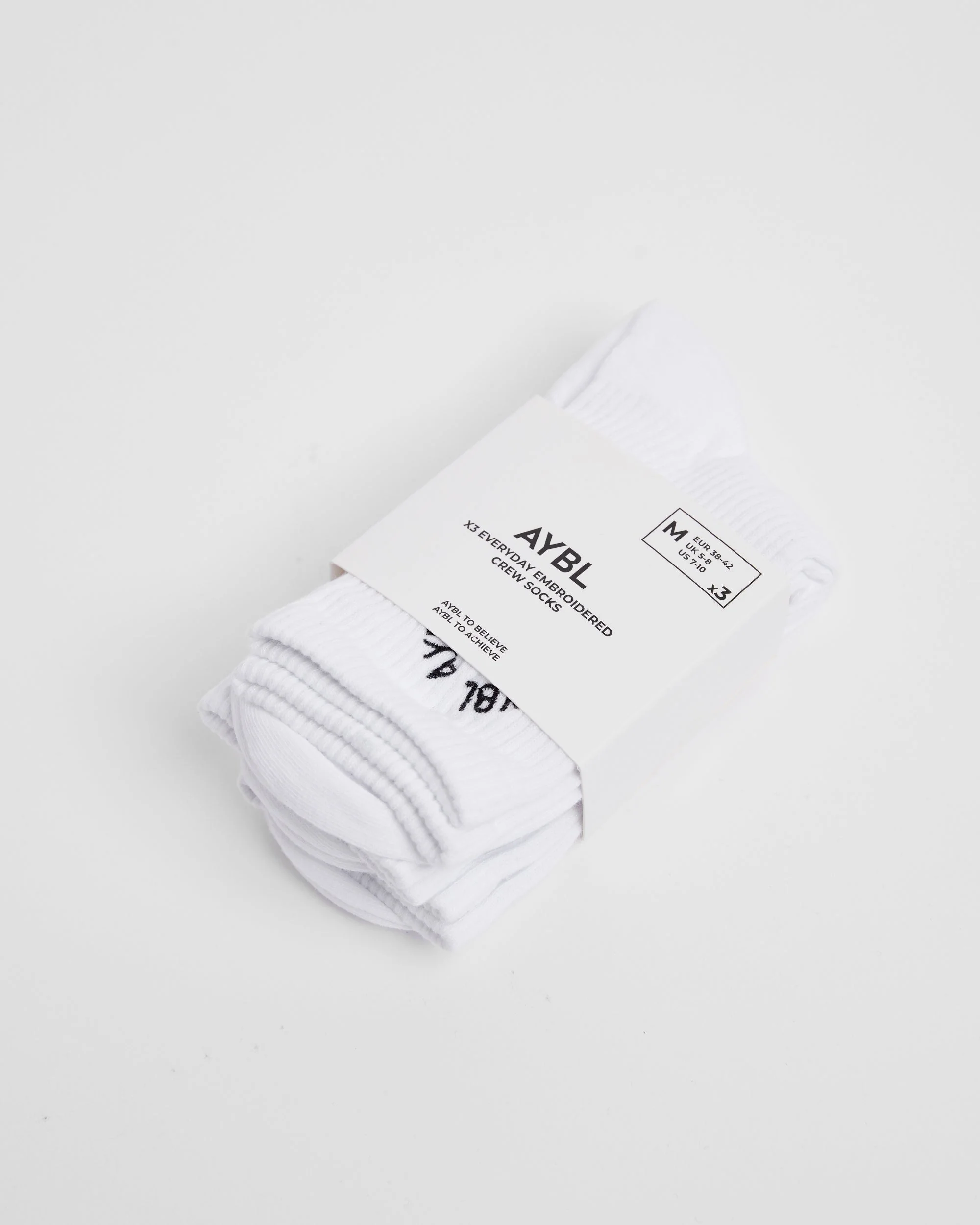 Everyday Embroidered Crew Socks (3 Pack) - White - Image 4