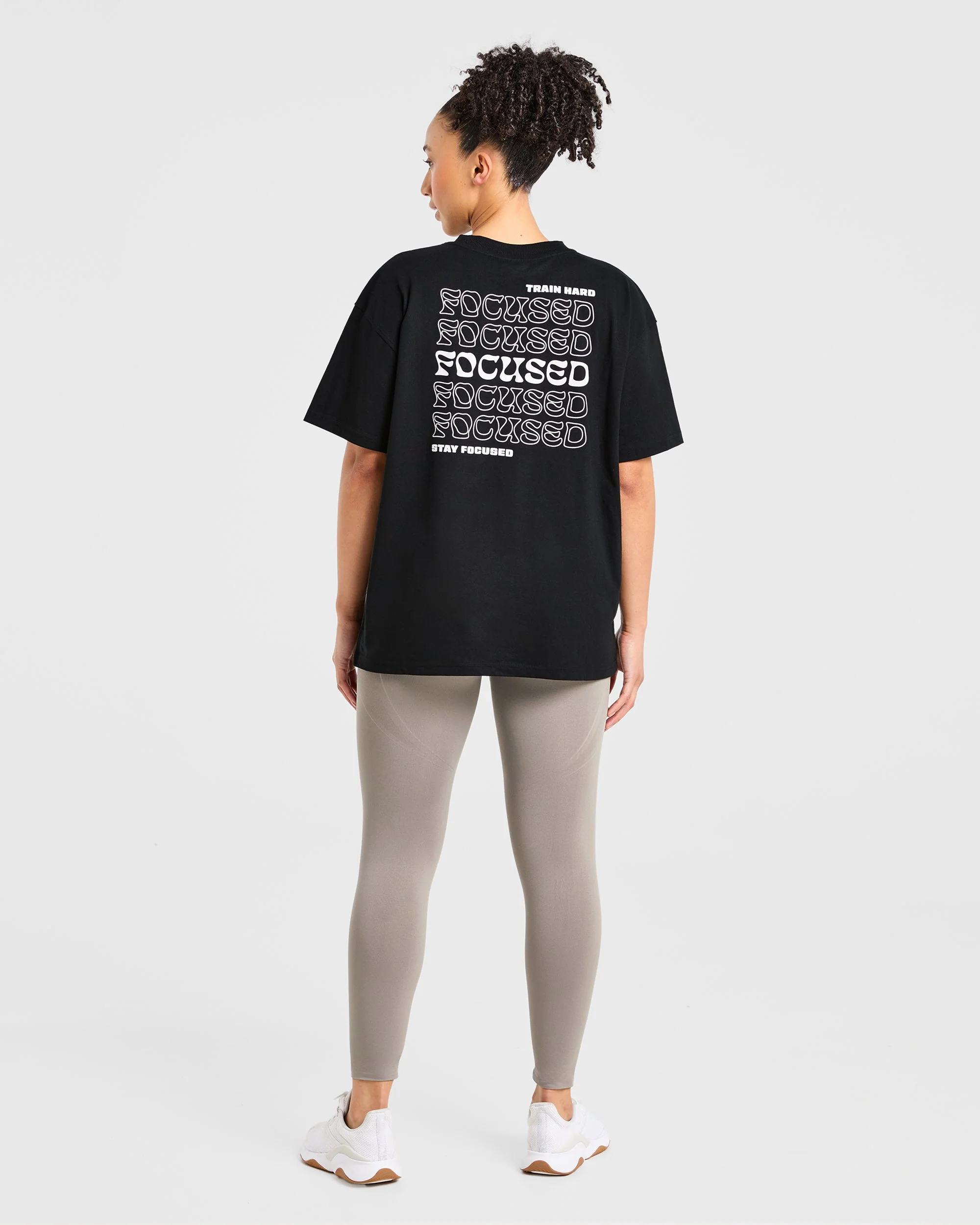 Focused Wavy Oversized T Shirt - Black - Image 3