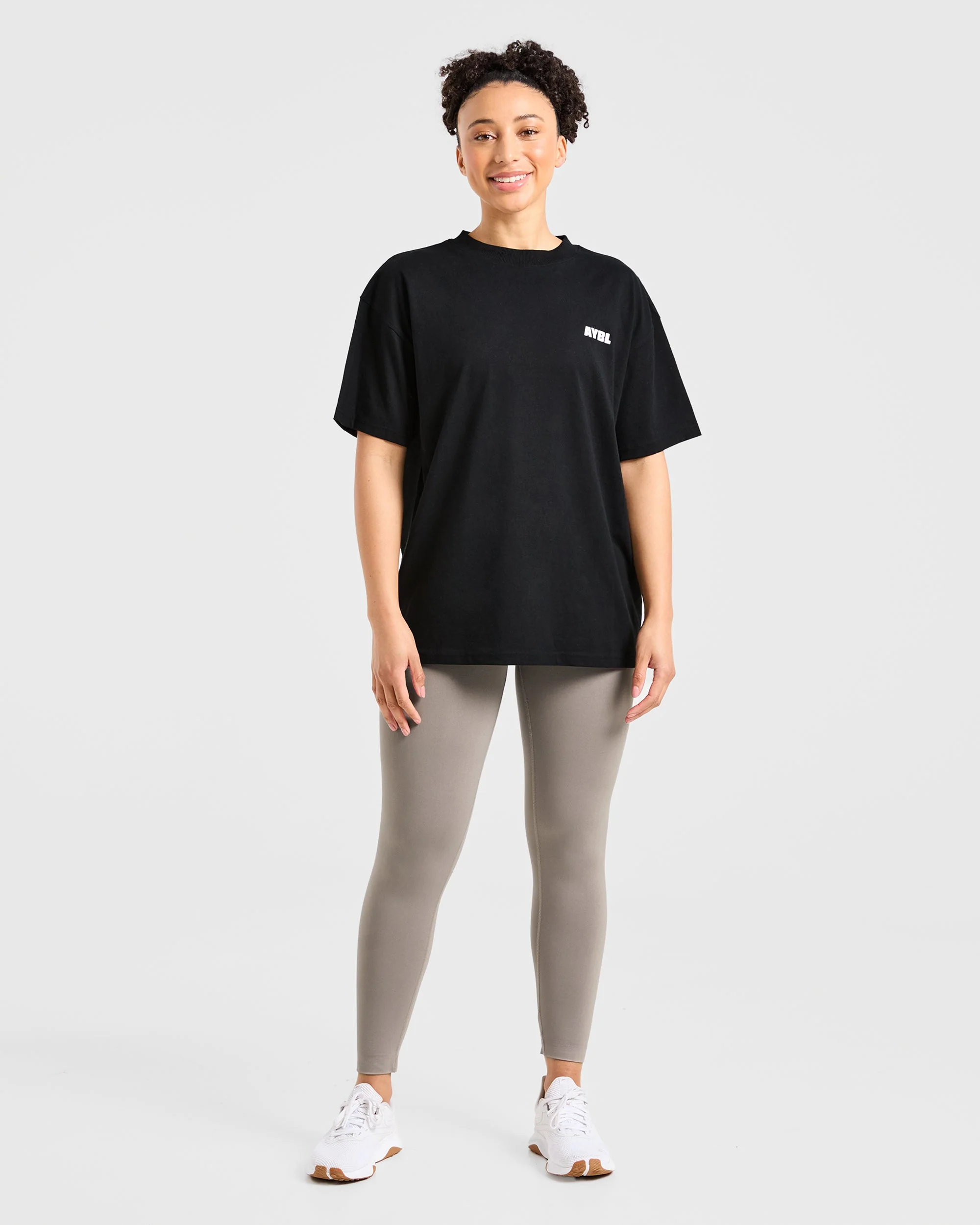 Focused Wavy Oversized T Shirt - Black - Image 4
