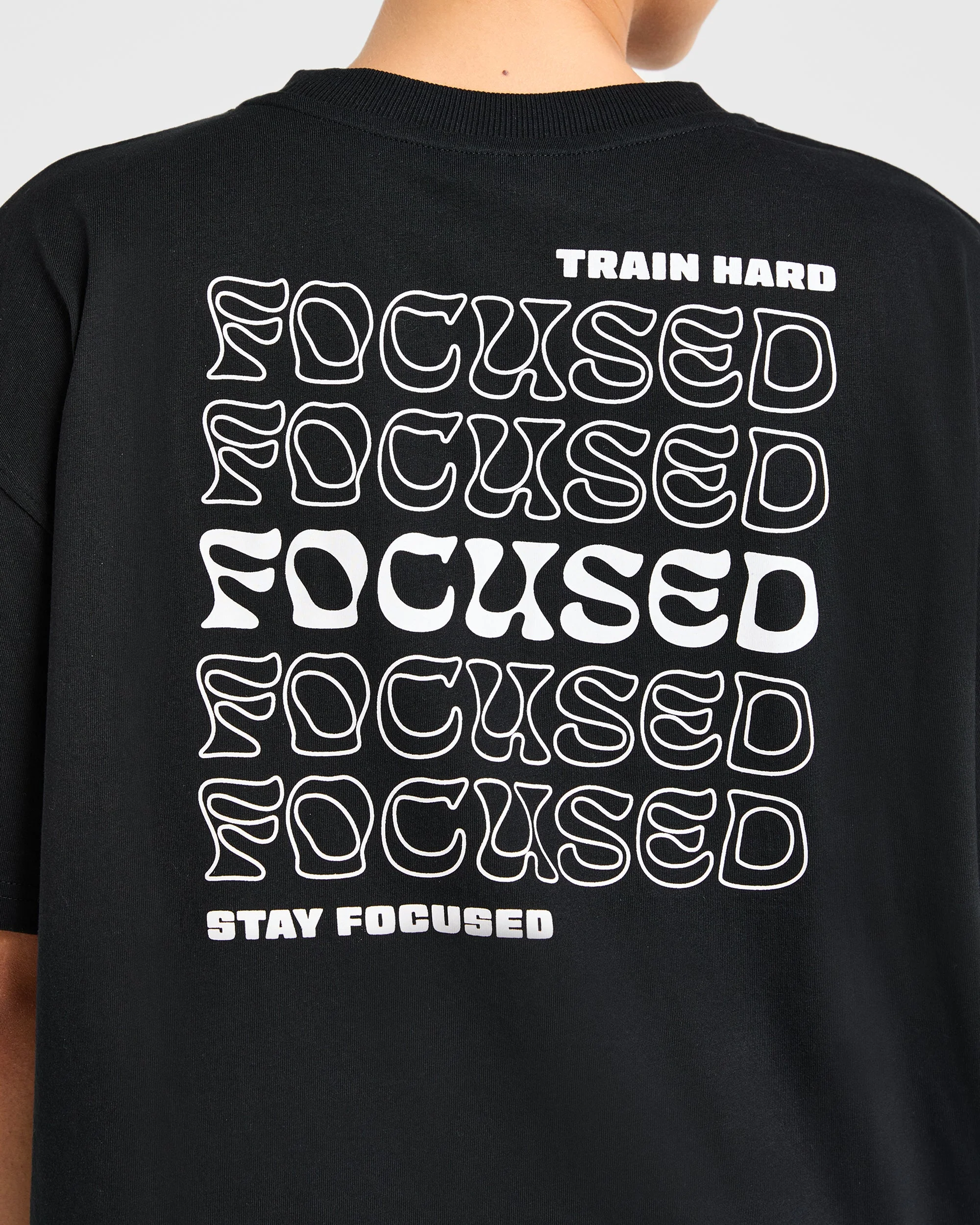 Focused Wavy Oversized T Shirt - Black - Image 6