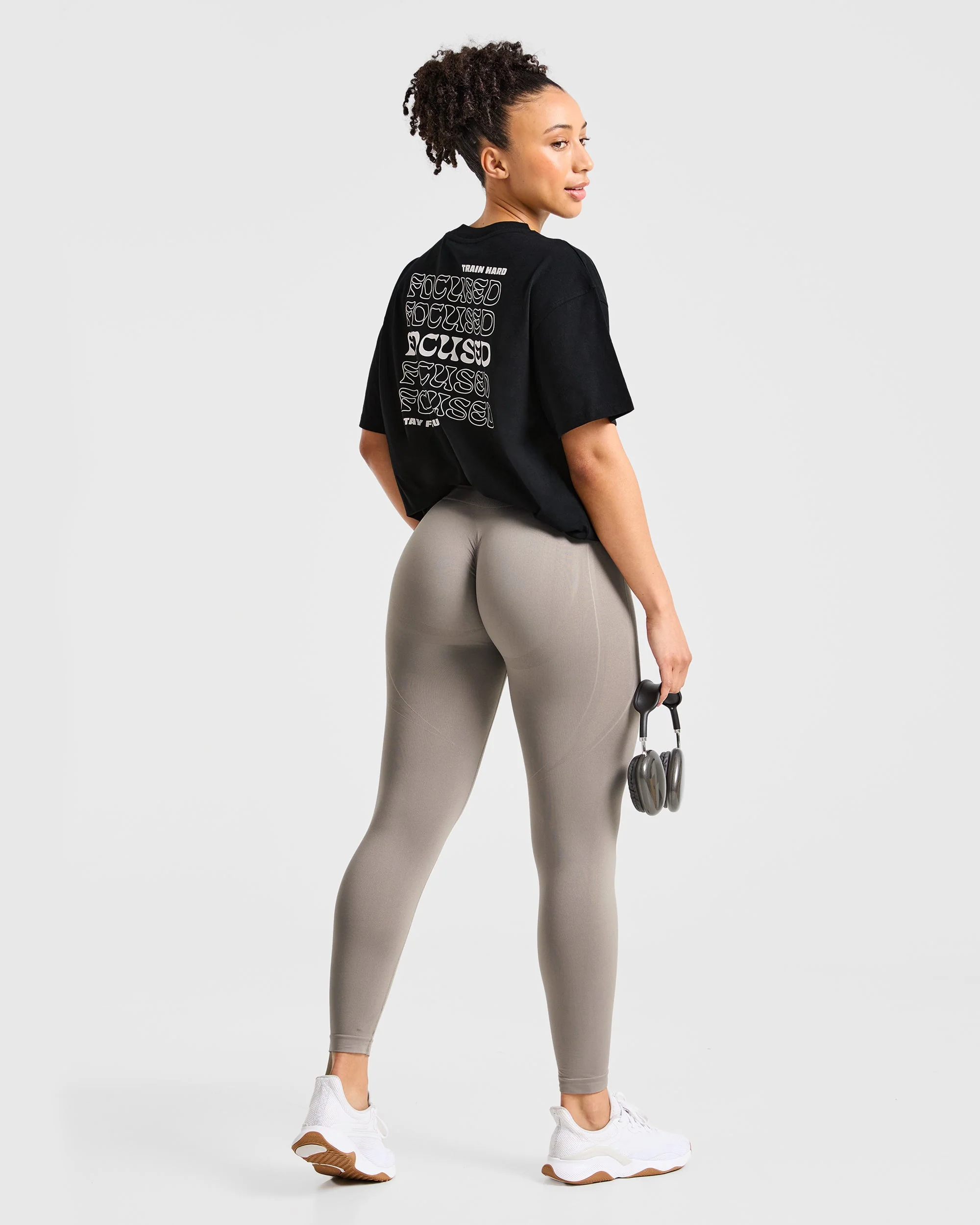 Focused Wavy Oversized T Shirt - Black - Image 7