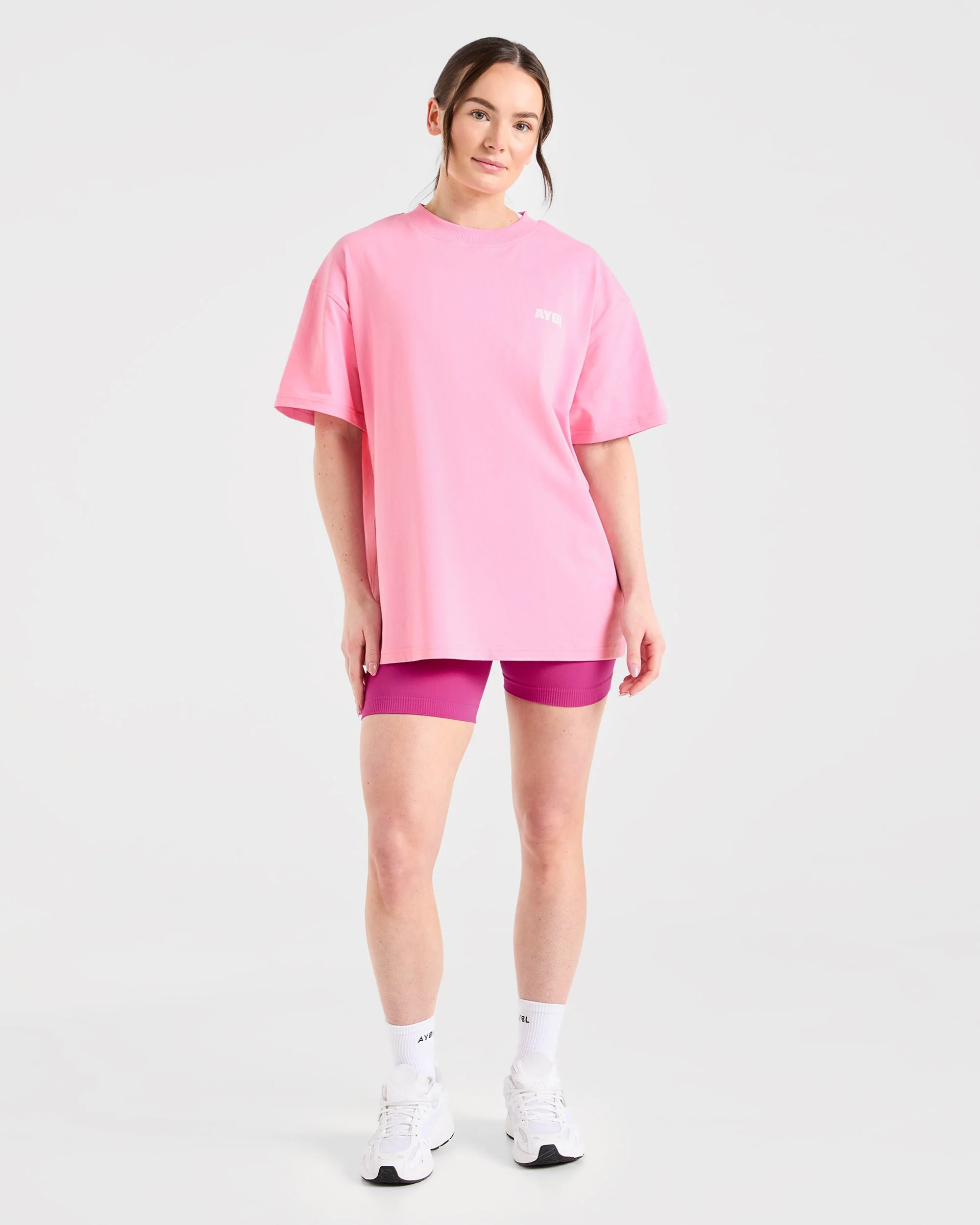 Focused Wavy Oversized T Shirt - Pink/White - Image 4