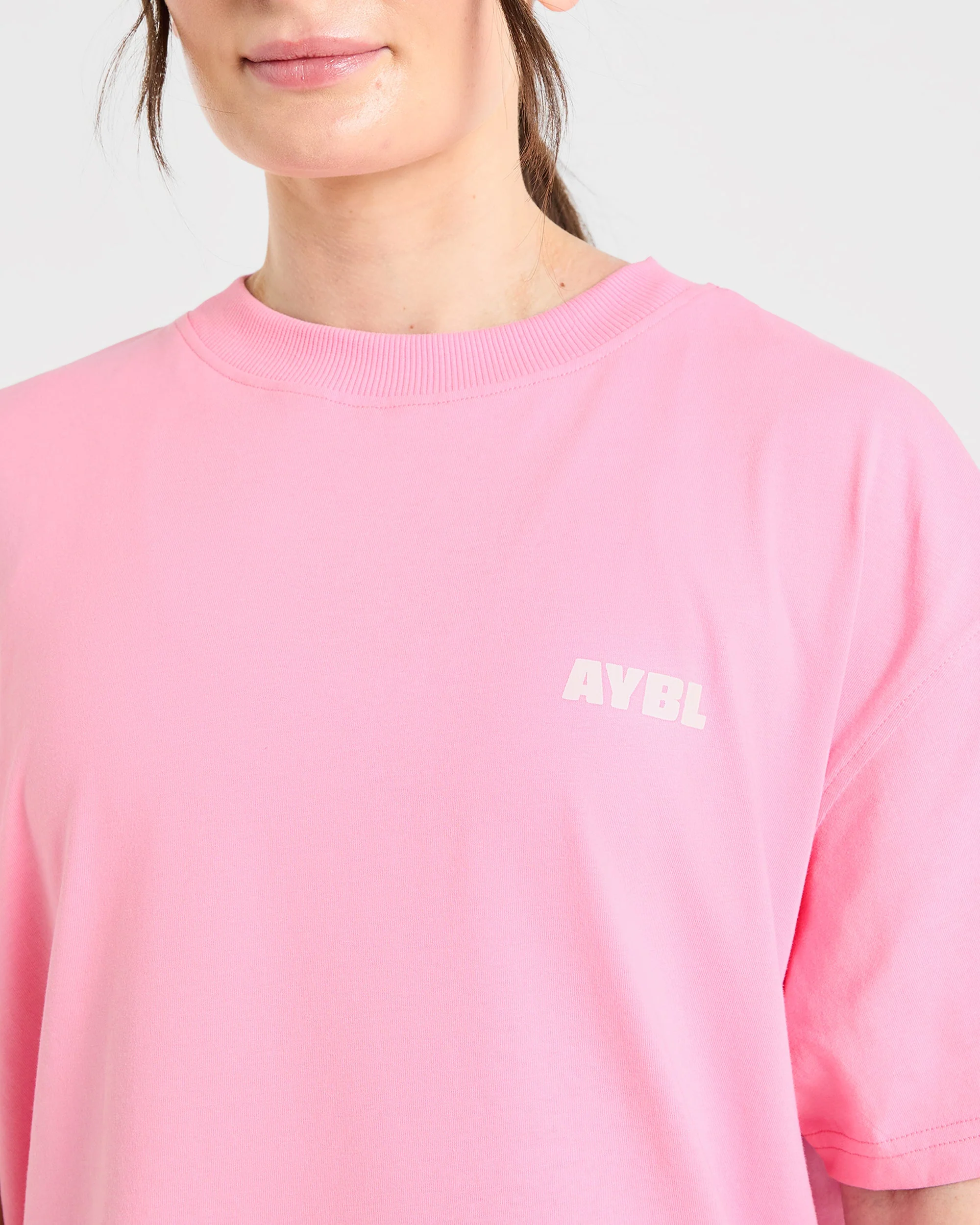 Focused Wavy Oversized T Shirt - Pink/White - Image 6