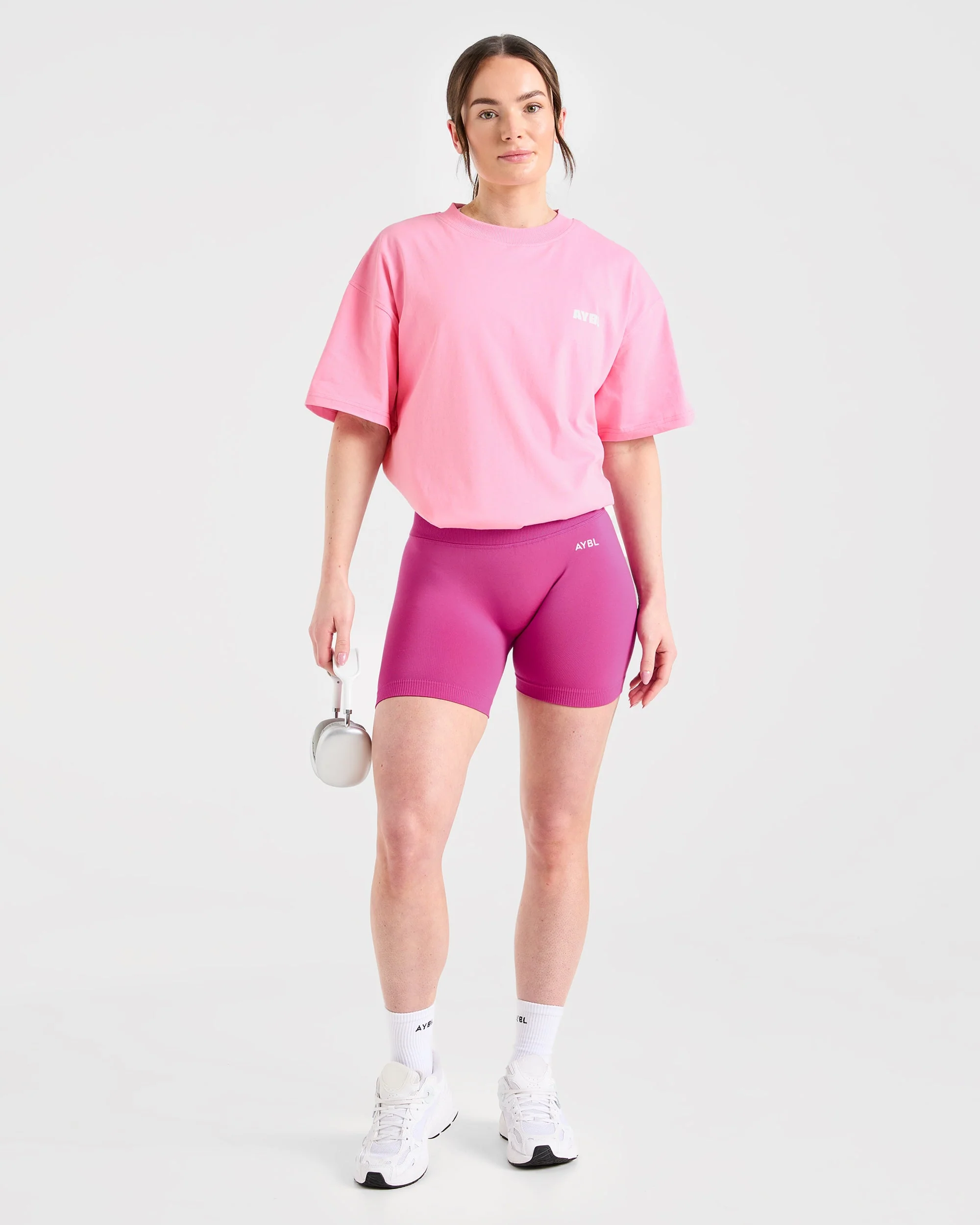 Focused Wavy Oversized T Shirt - Pink/White - Image 7